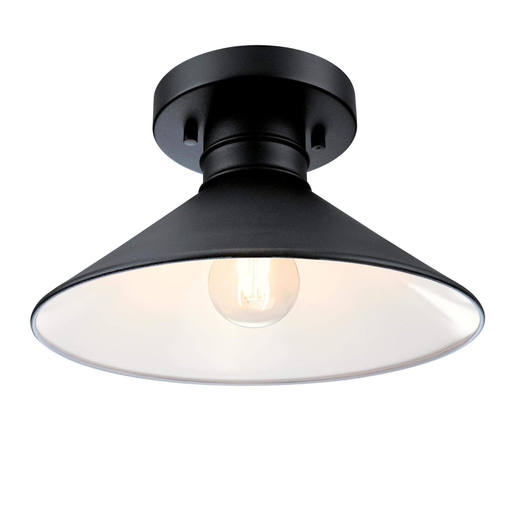 Westinghouse One-Light Outdoor Semi Flush Mount Ceiling Light, Textured Black Finish, Dark Sky Friendly, Model 6112900, 11 Inch