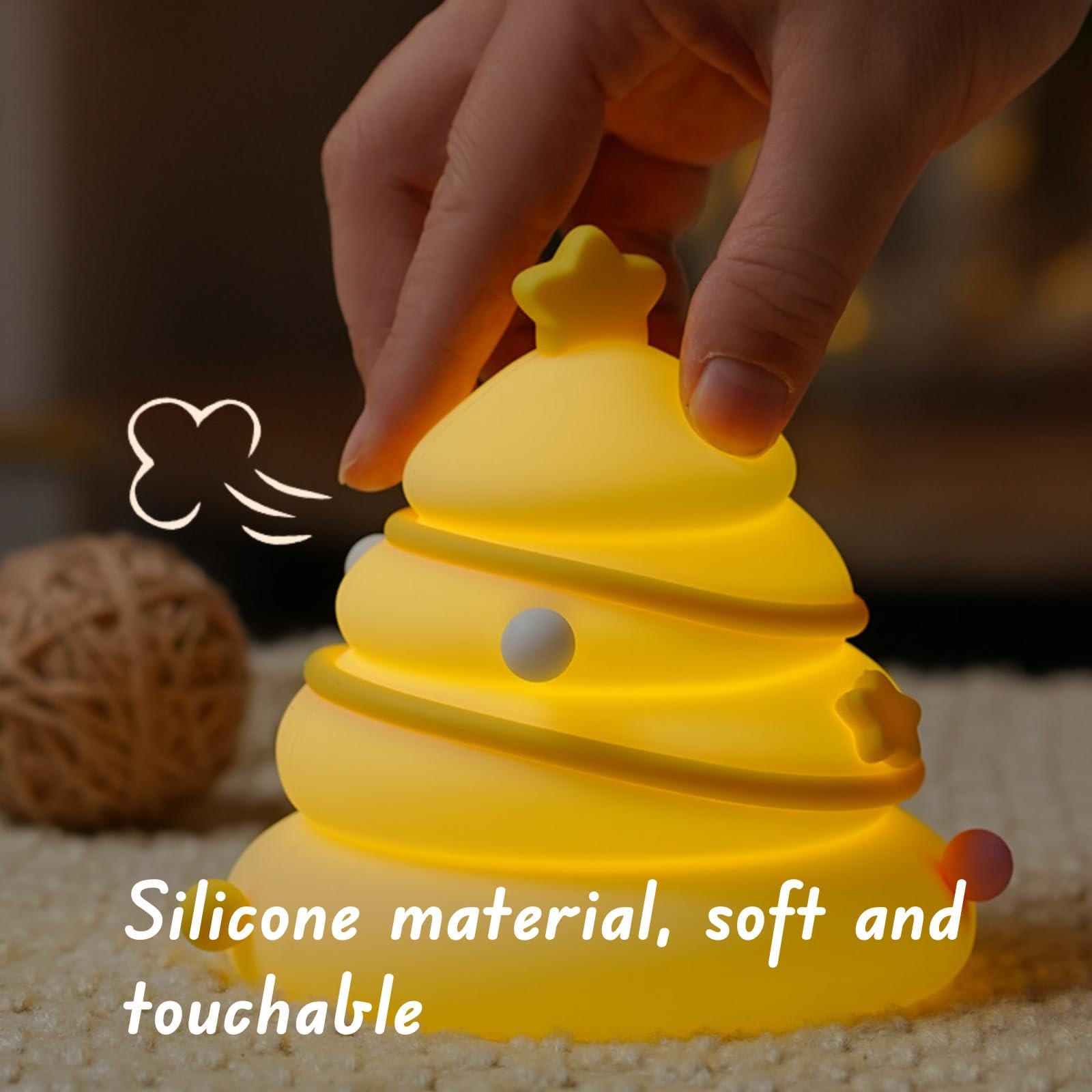 ANGTUO Christmas Tree Light, Christmas Decor Gift, Silicone Night Light, Cute Dimmable and Rechargeable