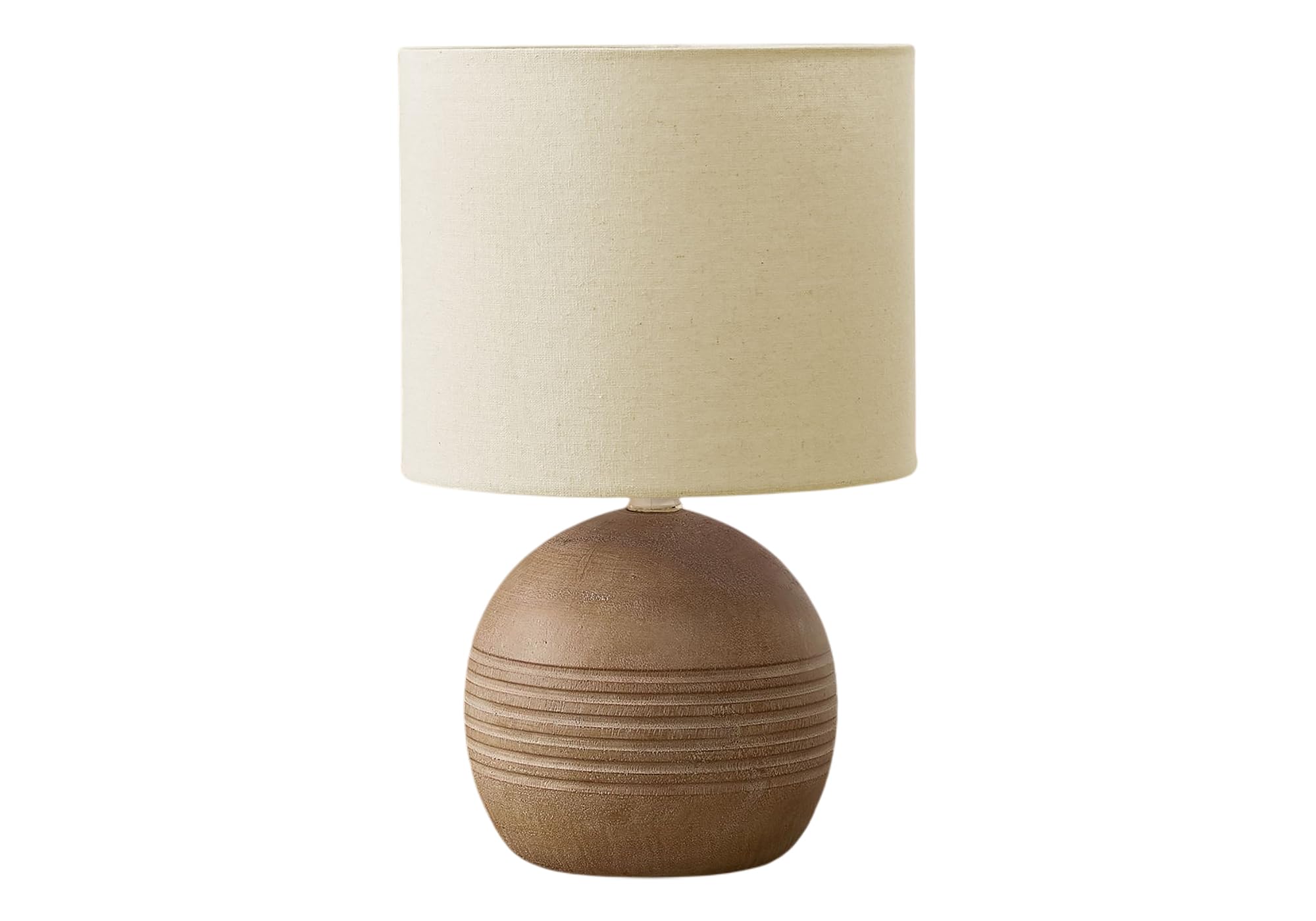 Monarch Specialties Table Lamp I 9793, 15" H, Brown Resin, Beige Shade, Contemporary Design