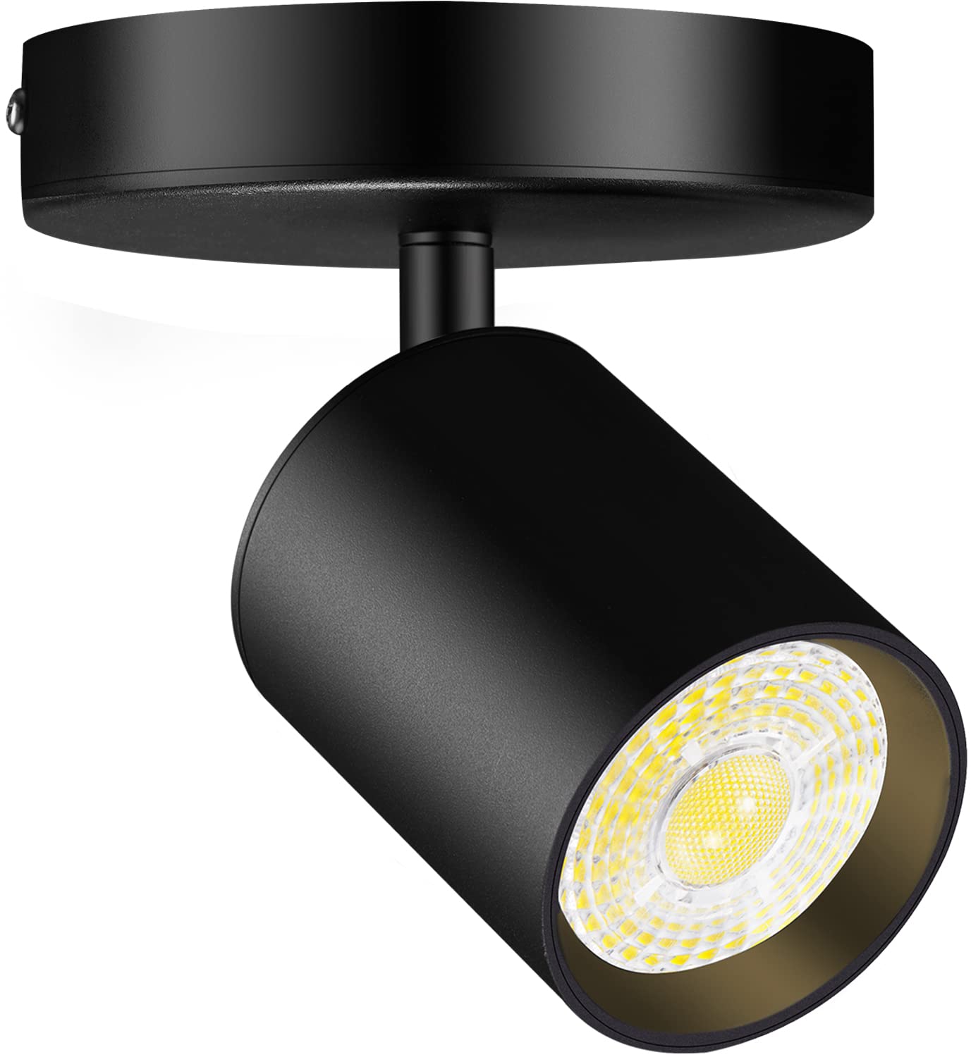Vanoopee Dimmable Led Ceiling Spotlight, Adjustable 10W 800Lm, 3000K Black Accent Light