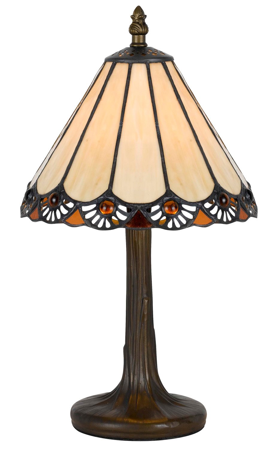 Cal Lighting Tiffany Accent Lamp, 40W, 8inx8inx13.5in, Zinc Cast Base, Antique Brass, Model BO-2382AC