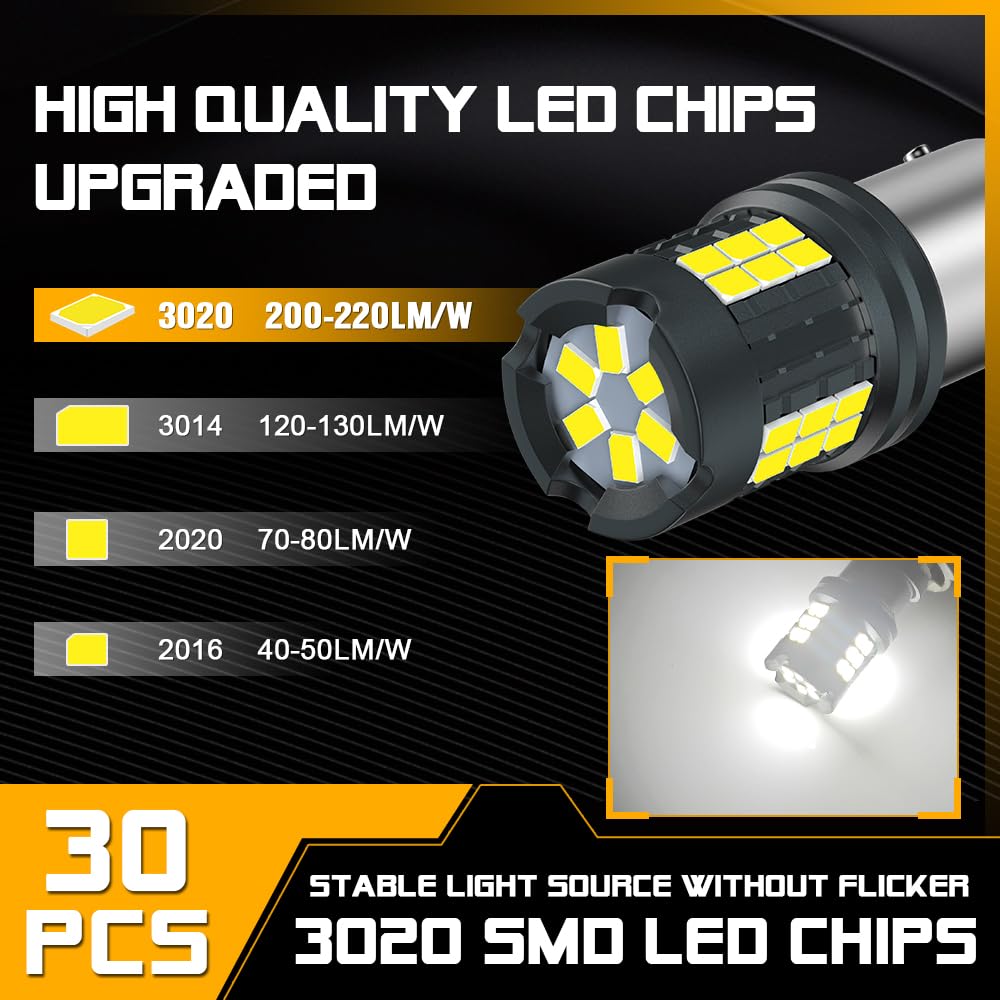 Sidaqi 1156 LED Bulb White Reverse Backup Light 4000LM P21W 7506 (Pack of 2)