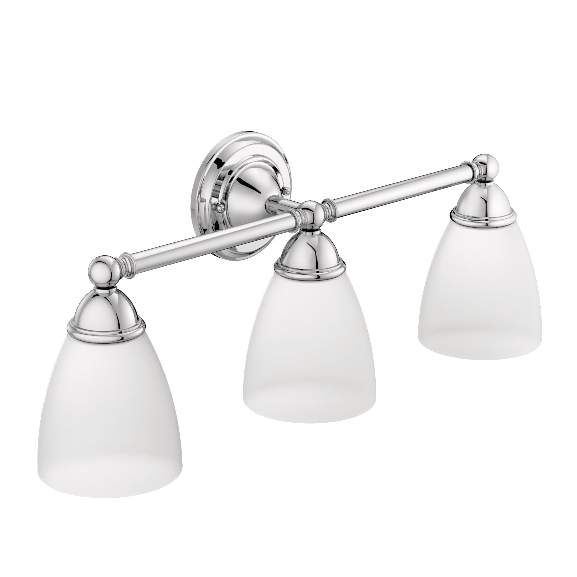 Moen Brantford 3-Light Bath Vanity Fixture, Dual-Mount, Frosted Glass, Chrome, Model YB2263CH