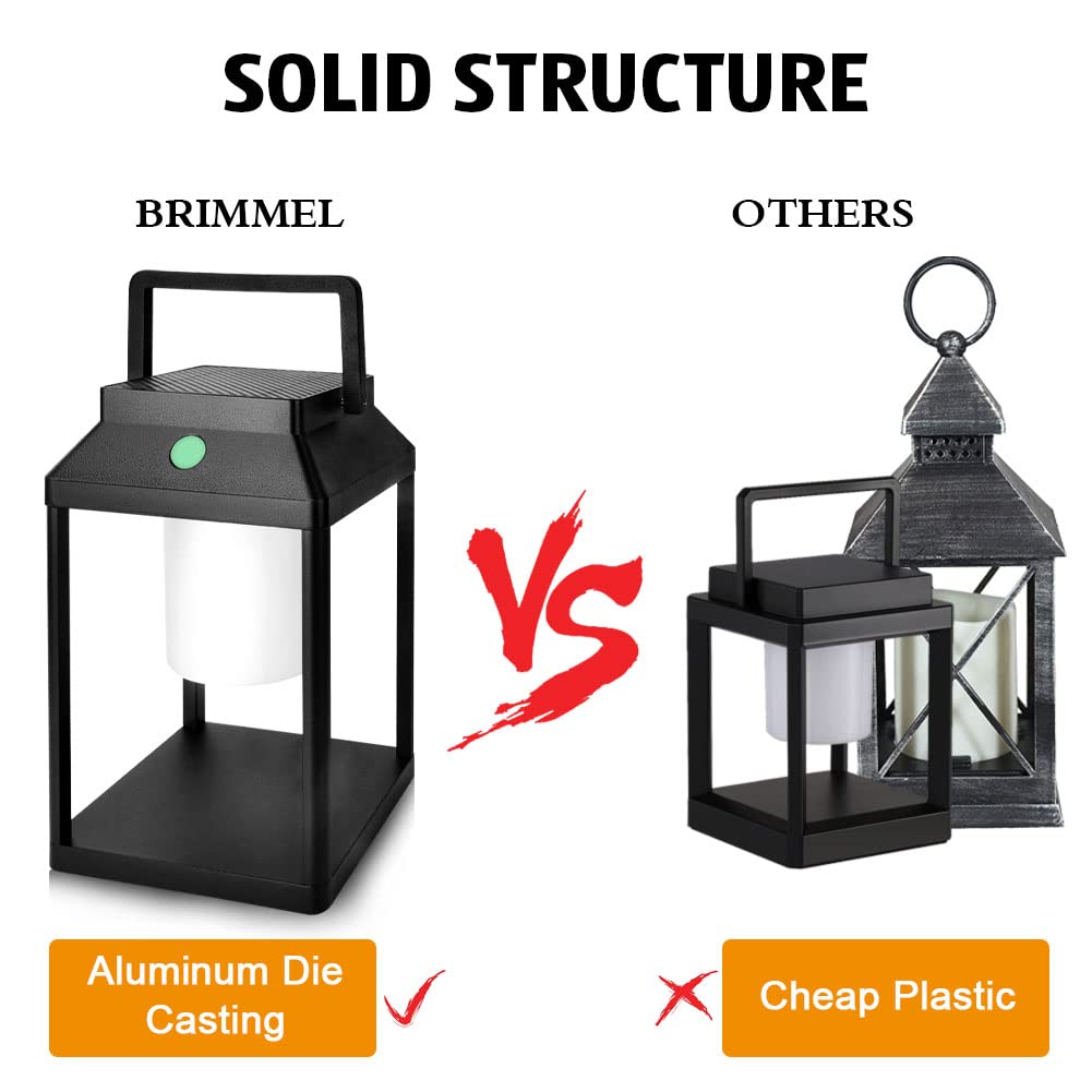 Brimmel Solar Outdoor Lantern Aluminum Led Portable Rechargeable Solar Table Lamp 35W 3000K Outdoor Nightstand Lamp Ip44 Waterpr