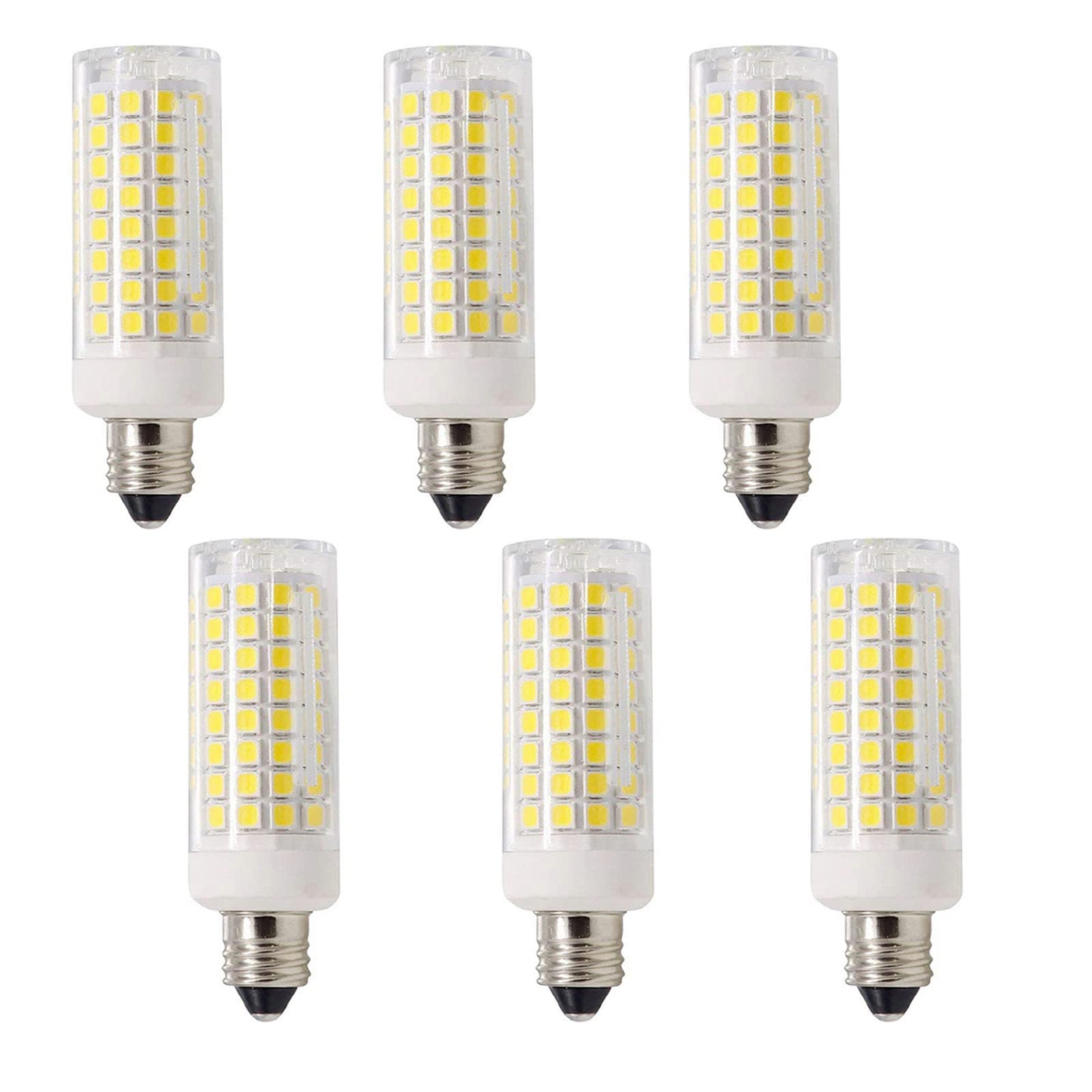 Lxcom Lighting Dimmable E11 Led Corn Bulb 10W Mini Ceramic Candelabra Bulbs 4000K Natural White (6 Pack)- 102 Leds 2835 Smd 100W