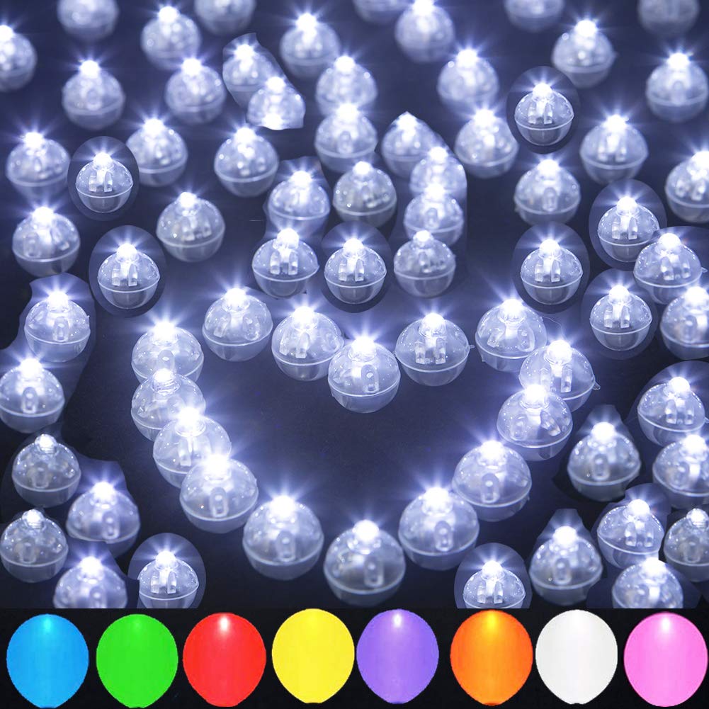 JJGoo LED Balloon Light 100pcs Cool White Mini Round Waterproof Lights MY1005A-CW-100