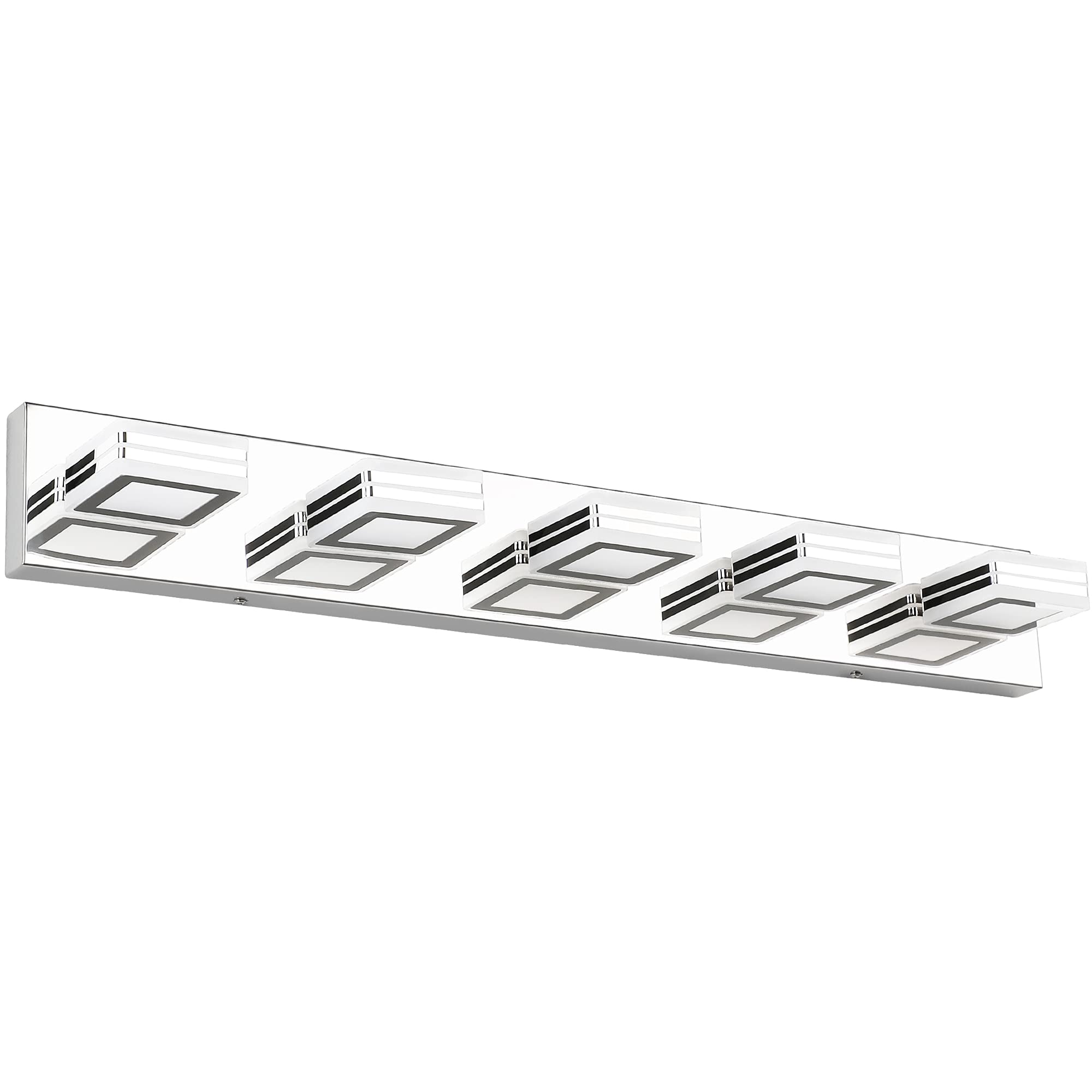 SOLFART Bathroom Vanity Light Fixture 5 Lights Modern LED Chrome Aluminum S9660-5T