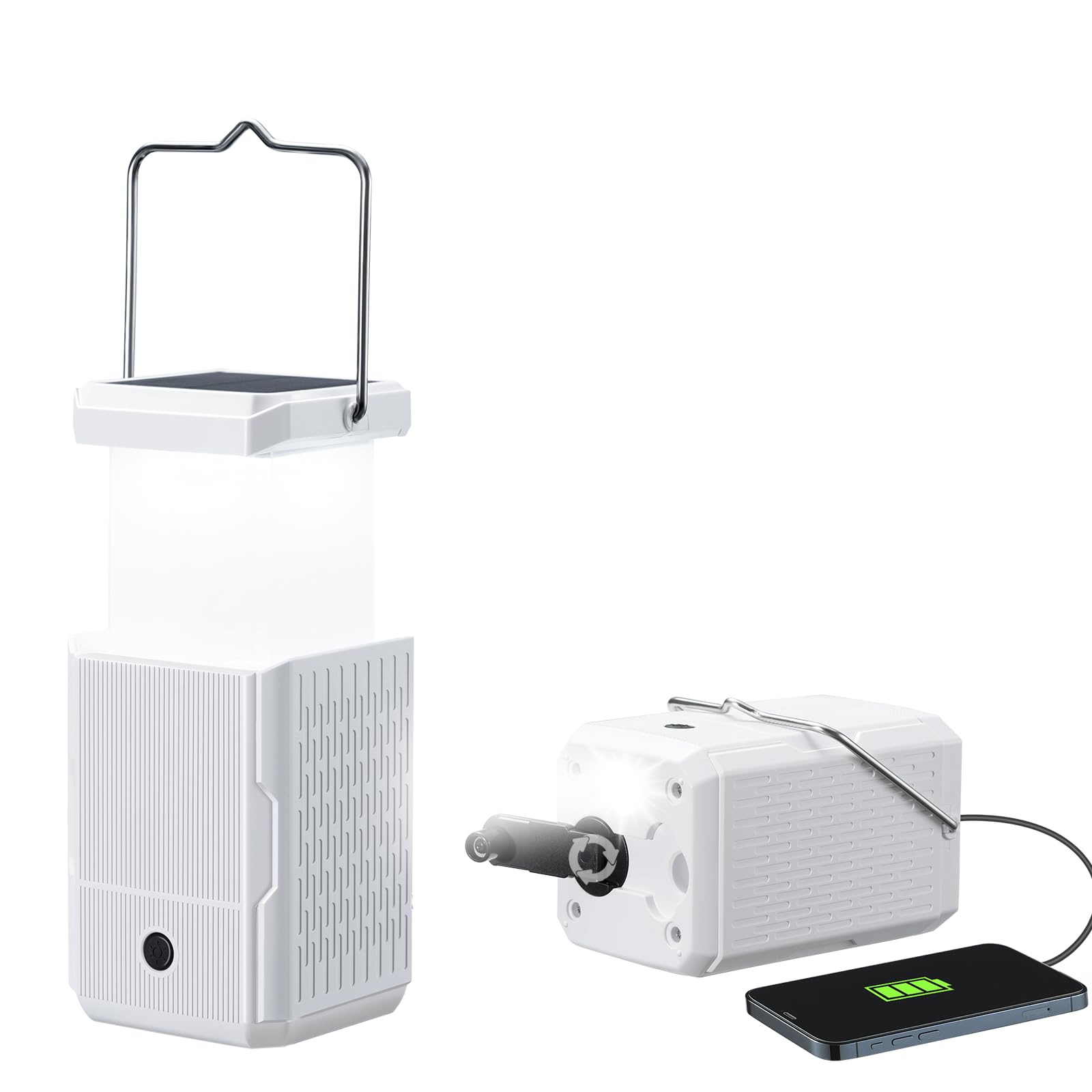 Camping Lantern Rechargeable, Hand Crank & Solar Camping Lights with USB Output, Tent Lights for Camping, Portable Camp Lamp, Ca