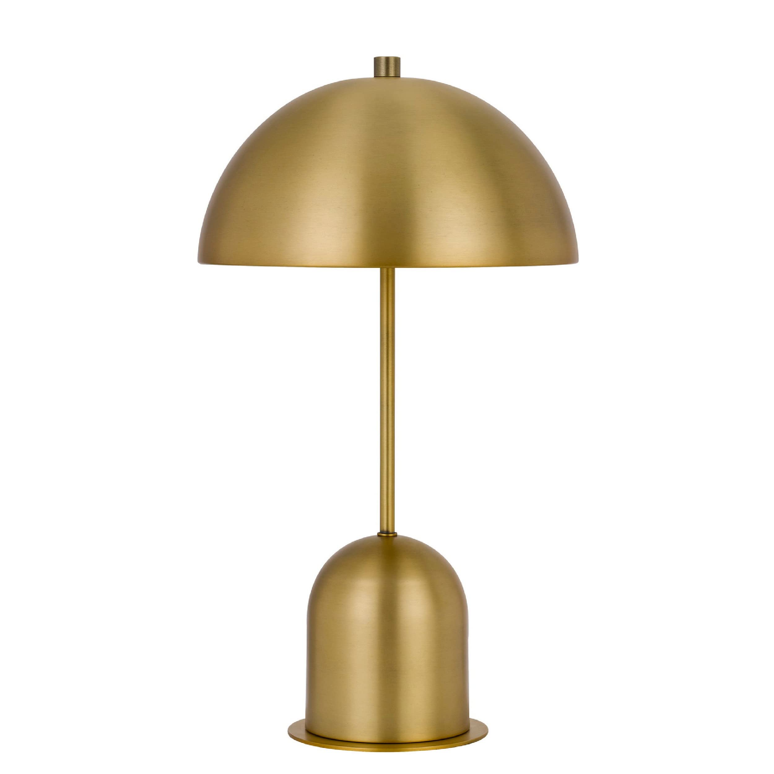 Benzara 20 Inch Metal Accent Table Lamp, Brass Dome Shade, Model BM271961
