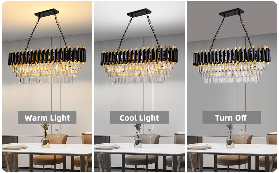 Aixialin 10-Light Crystal Chandelier Pendant Light Fixture, Black Oval, Model 600-100-1002, for Dining Room and Living Room