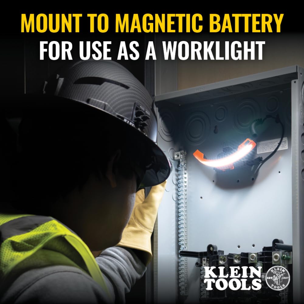 Klein Tools KHH56308 Rechargeable LED Headlamp, 770 Lumens, Orange, for Hard Hats, Battery & Mount Included