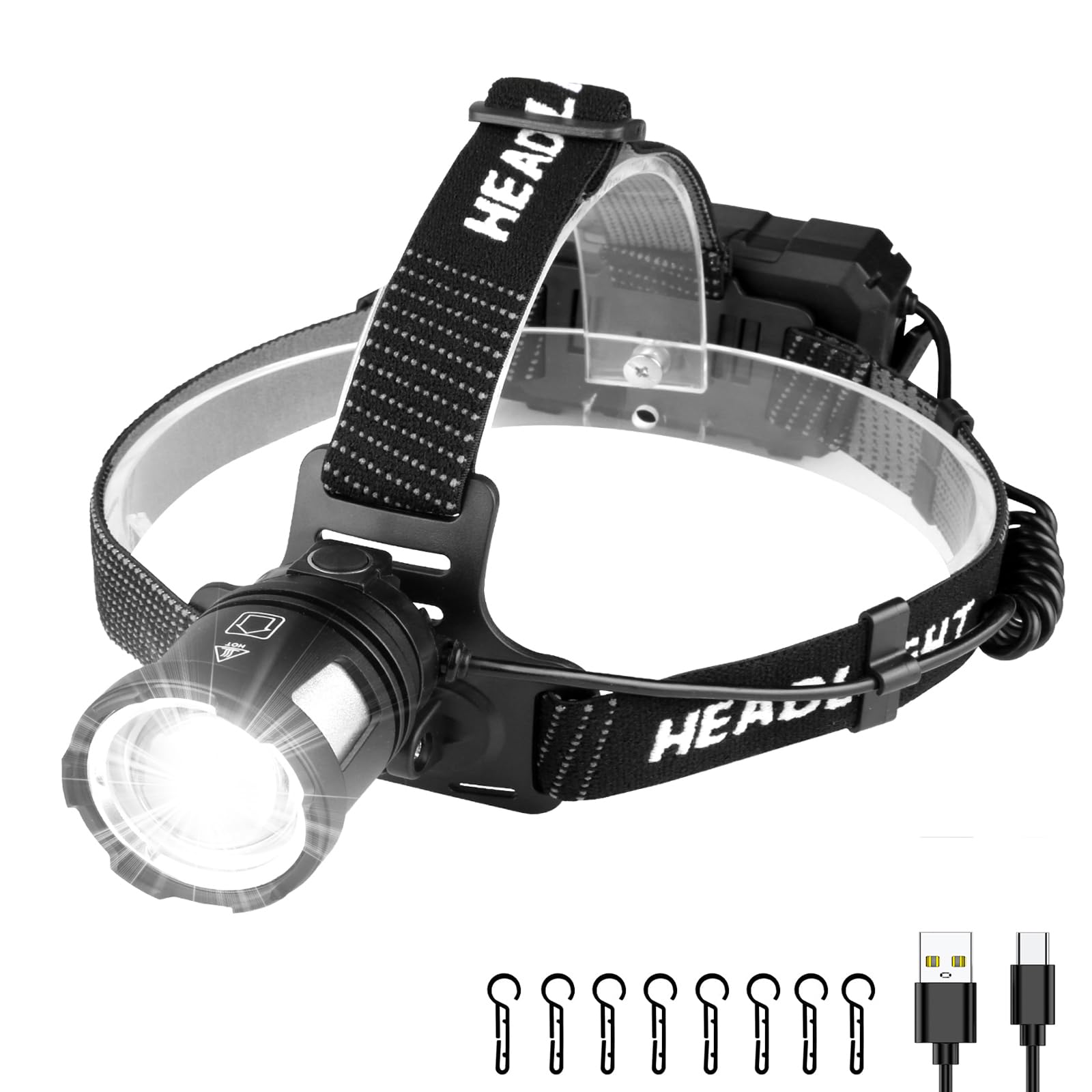Minsk Rechargeable Headlamp, Motion Sensor 1000 Lumen Head Lamps, 3 LED Rechargeable with Clip Hand Free, Adjustable Head Light 