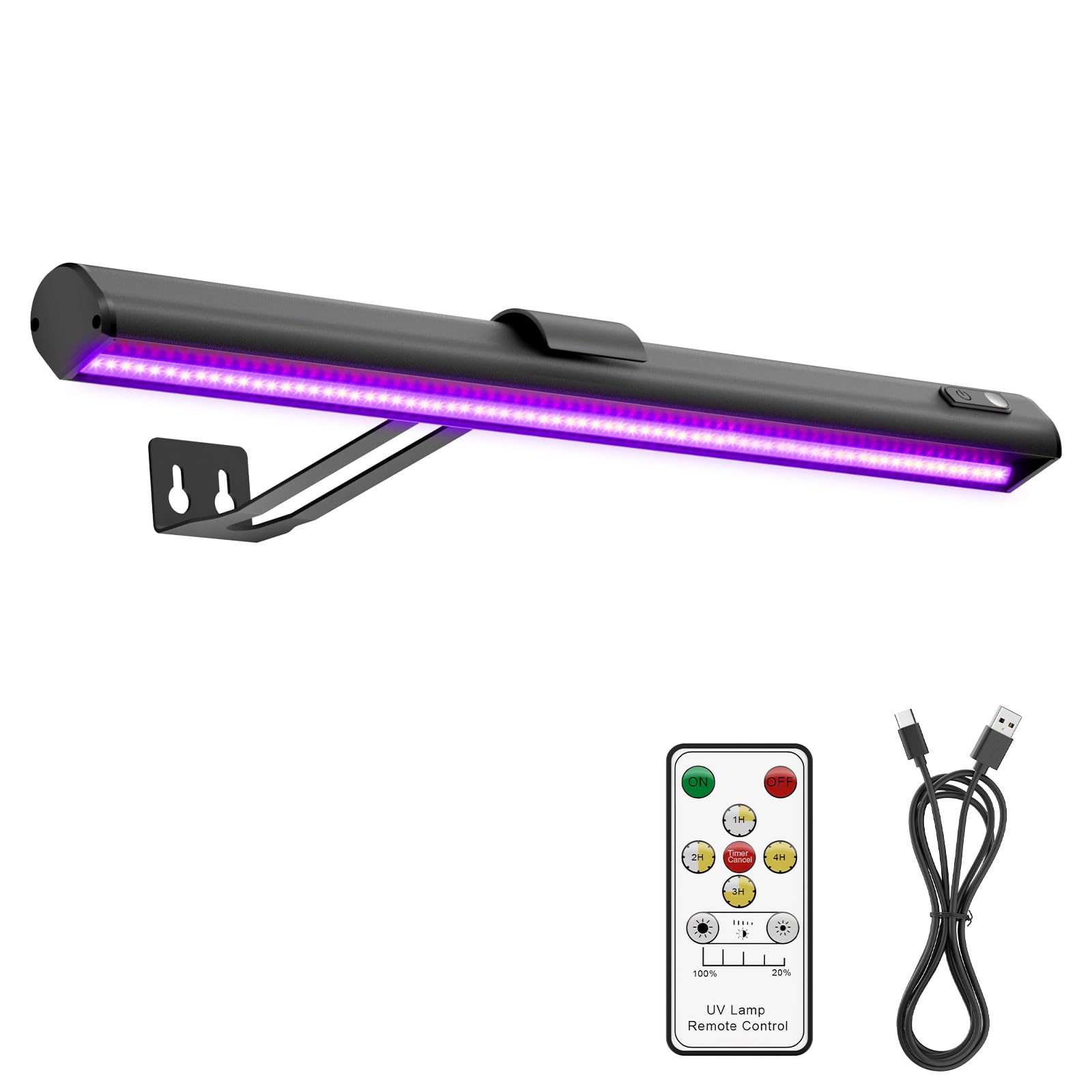 Onforu Black Light for Blacklight Tapestry,15'' Rechargeable Blacklight Picture Light with Remote, 4000mAh Black Light Bar for F