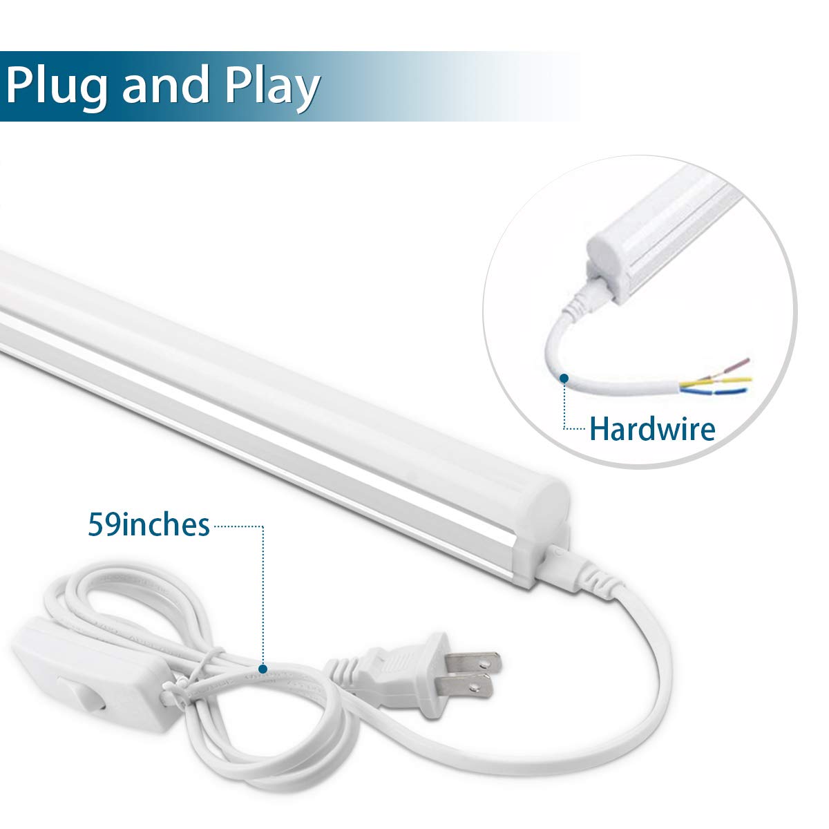 Barrina (Pack Of 8) Led T5 Integrated Single Fixture, 4Ft, 2200Lm, 5000K, 20W, Utility Shop Light, Ceiling And Under Cabinet Lig