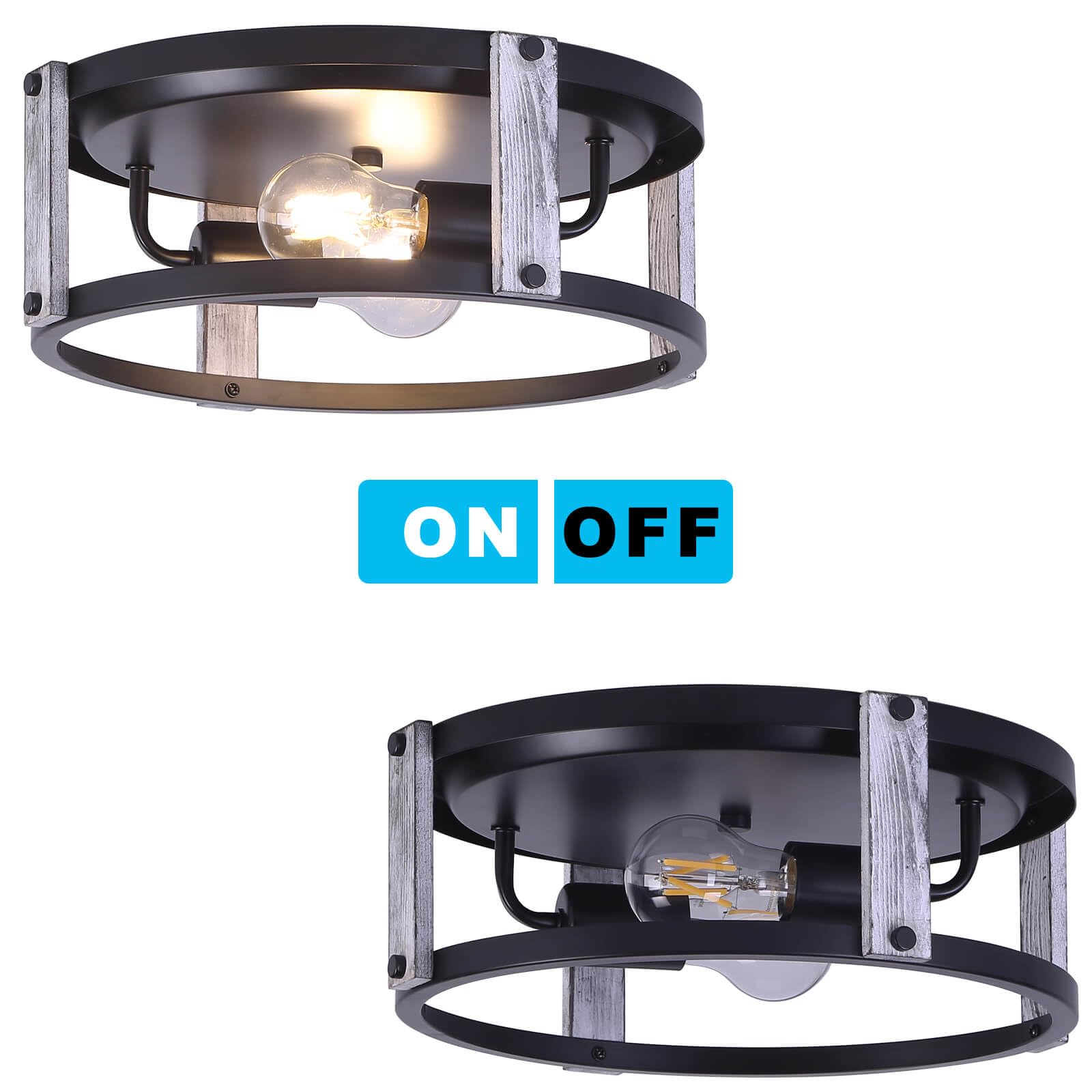 FEHEED 2 Pack Flush Mount Ceiling Light,Farmhouse Light Fixture, Ceiling Lights Painted Anti-Corrosive Black for Hallway,Entranc