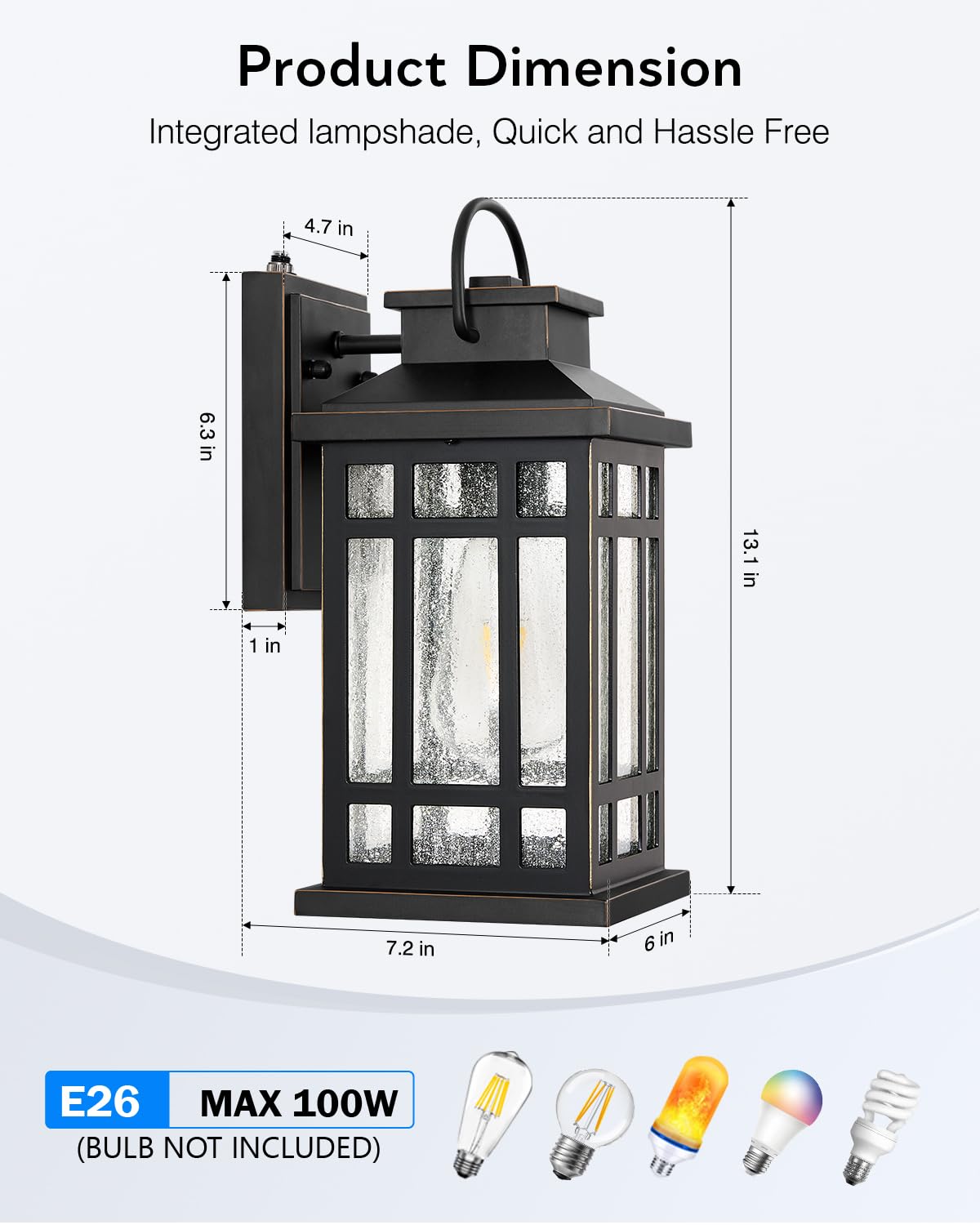 Opaxis Exterior Lighting Fixtures  Black Porch Lights Outdoor With Gold Trim  Dusk To Dawn Porch Light With Seeded Glass  Aluminum Anti-Rust Waterproof Outdoor Wall Lantern For Houae  Garage  Doorway