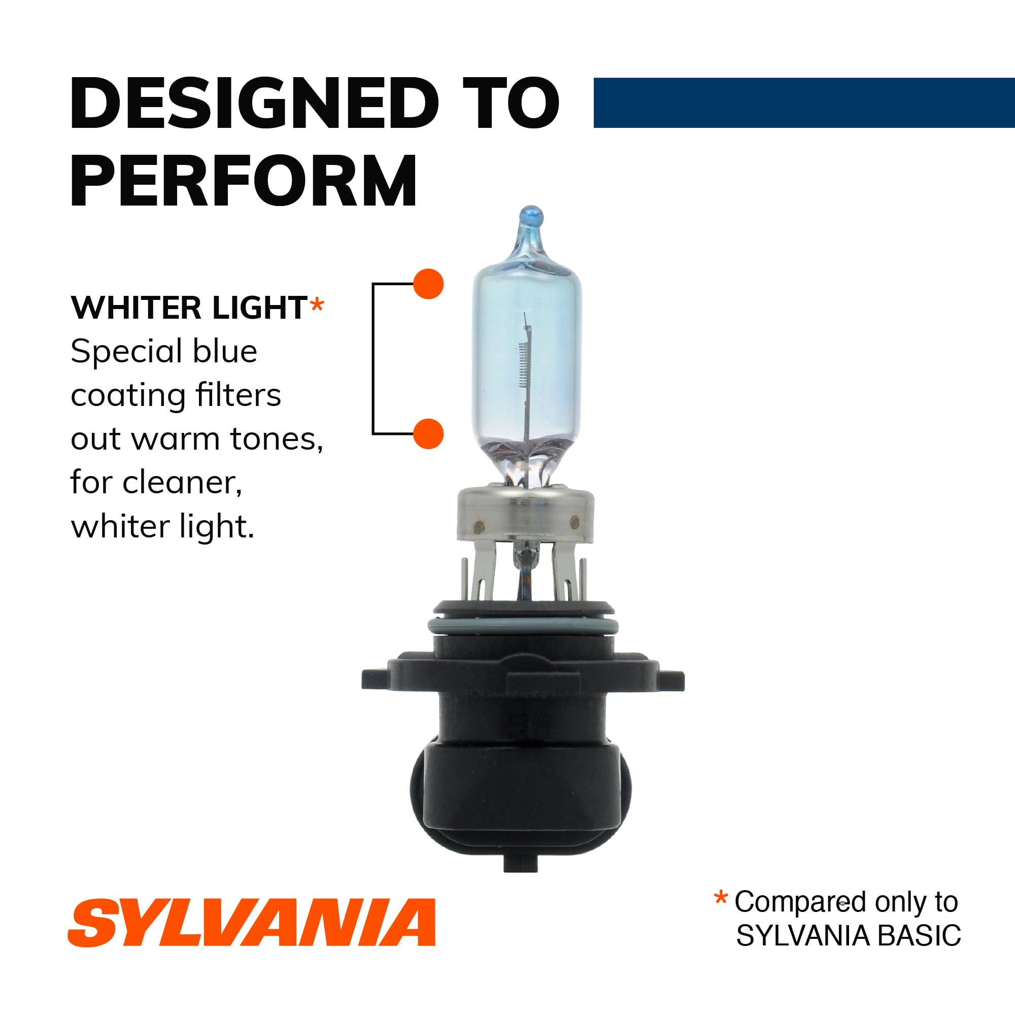 SYLVANIA 9005 SilverStar High Performance Halogen Headlight Bulbs, Brighter Whiter Light, High Beam & Low Beam (2 Bulbs)