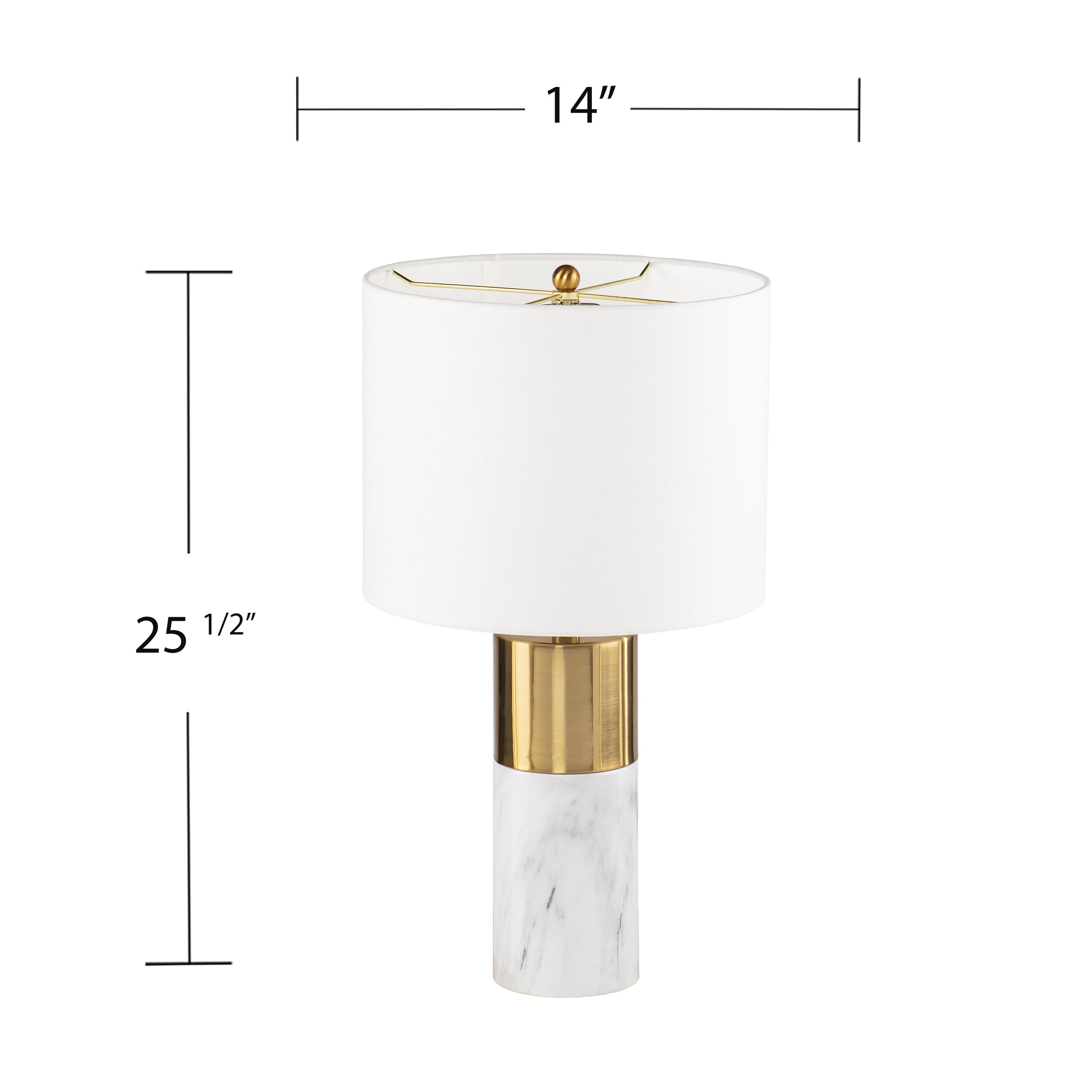 Sei Furniture Milvy White Faux Marble Table Lamp With Fabric Shade, Gold Finish, Transitional Design