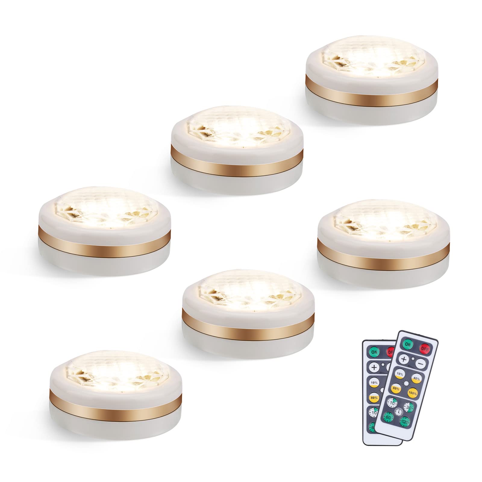 Leastyle Led Puck Lights With Remote Control 6 Pack, Led Under Cabinet Lighting,Battery Operated Closet Light,Under Counter Ligh