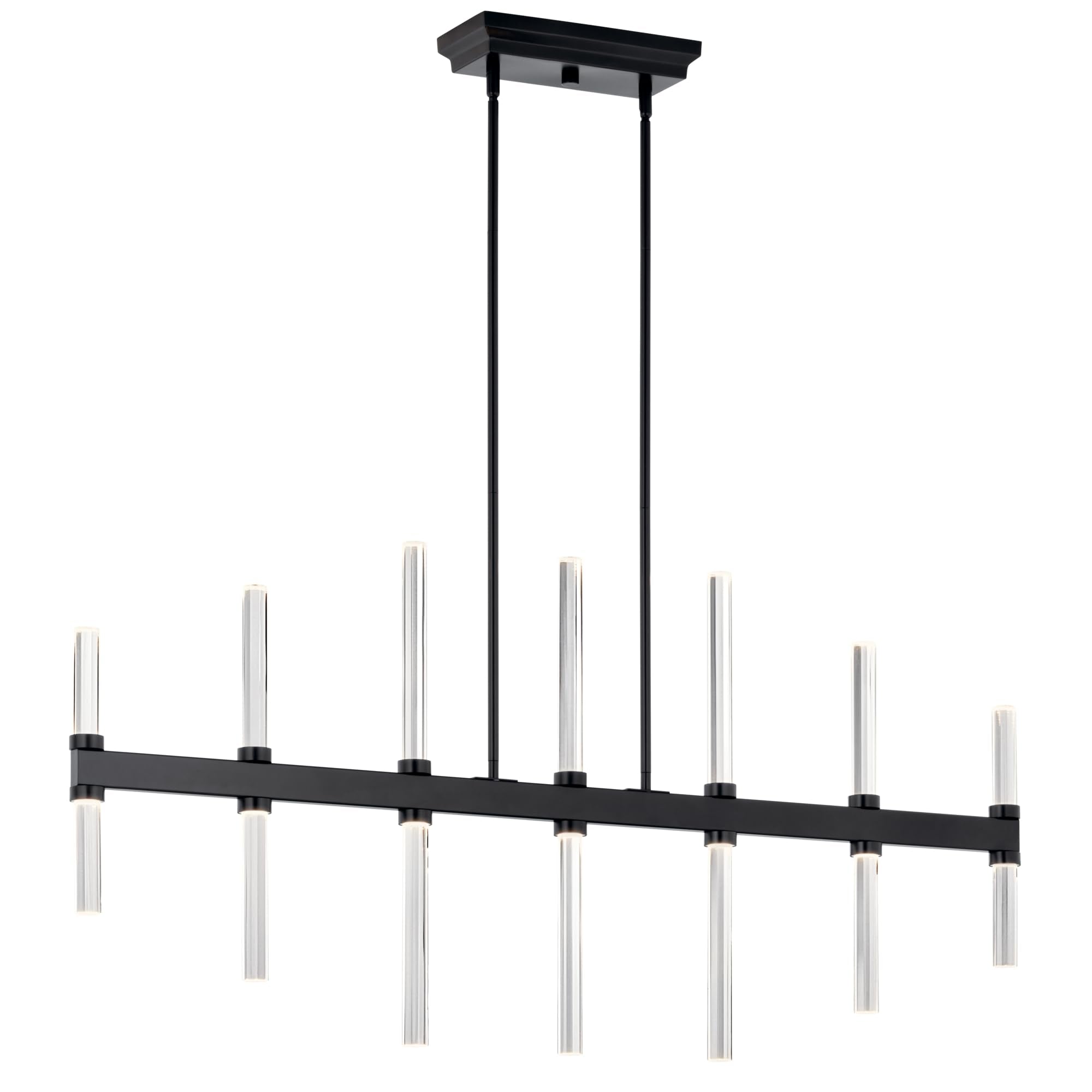 Kichler Sycara 14-Light LED Linear Chandelier, Modern Light with Faceted Crystal in Black, Sloped Ceiling Compatible, for Dining