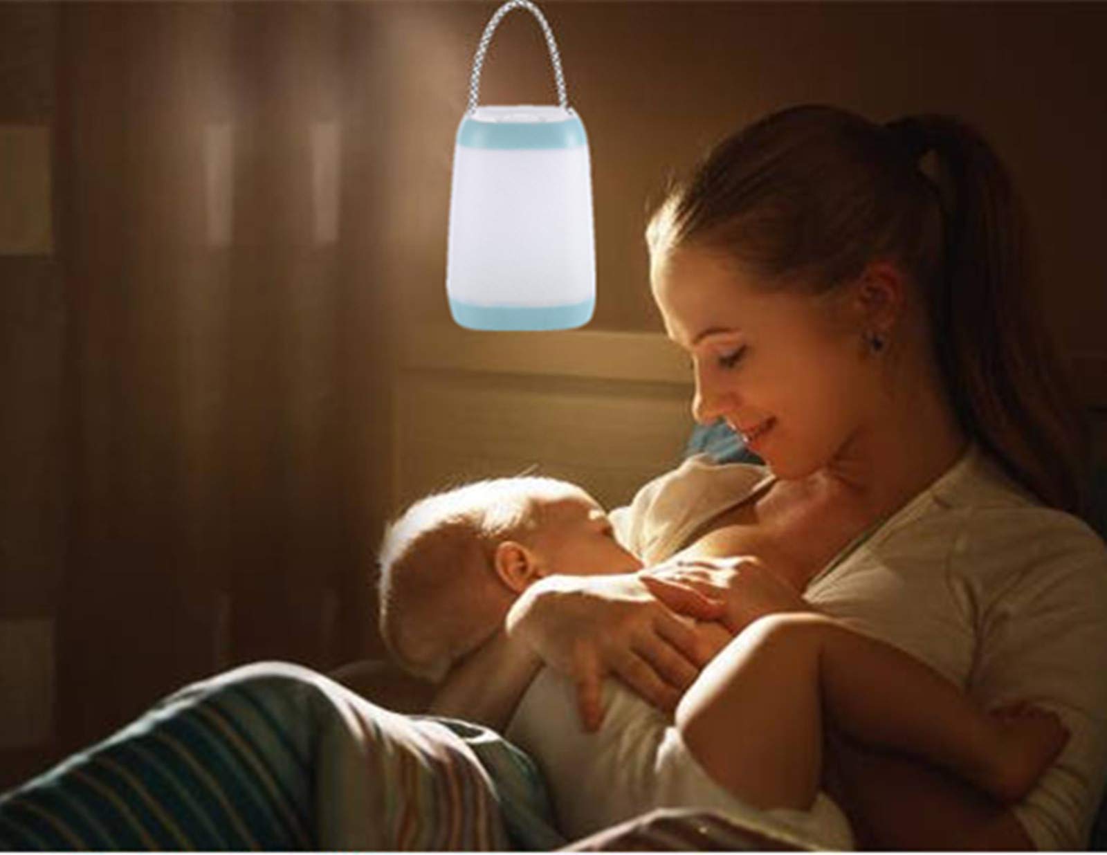 Hathdia Night Light for Kids - USB Rechargeable Portable Lamp, 3 Light Modes, Plastic, Cyan