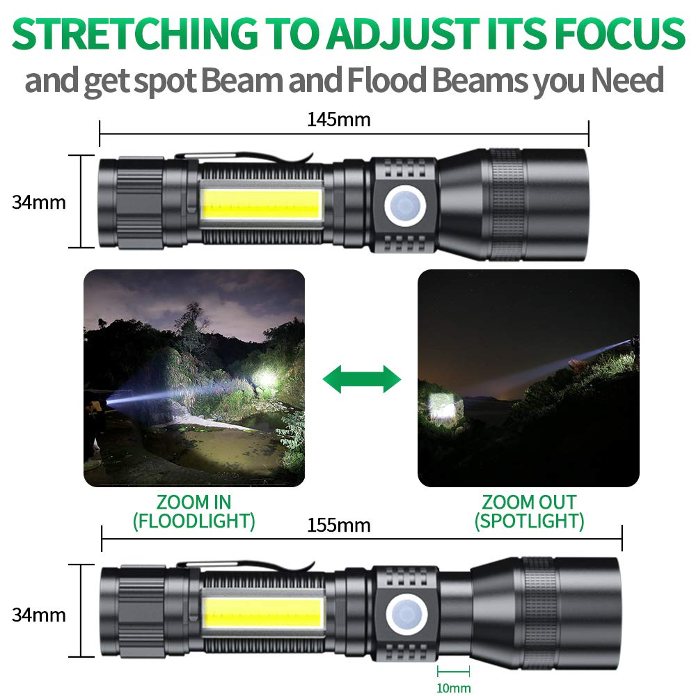 Uv Flashlight Black Light, 3 In-1 Blacklight Flashlight High Lumens Rechargeable, Magnetic Led Flashlight With Cob Work Light, 7