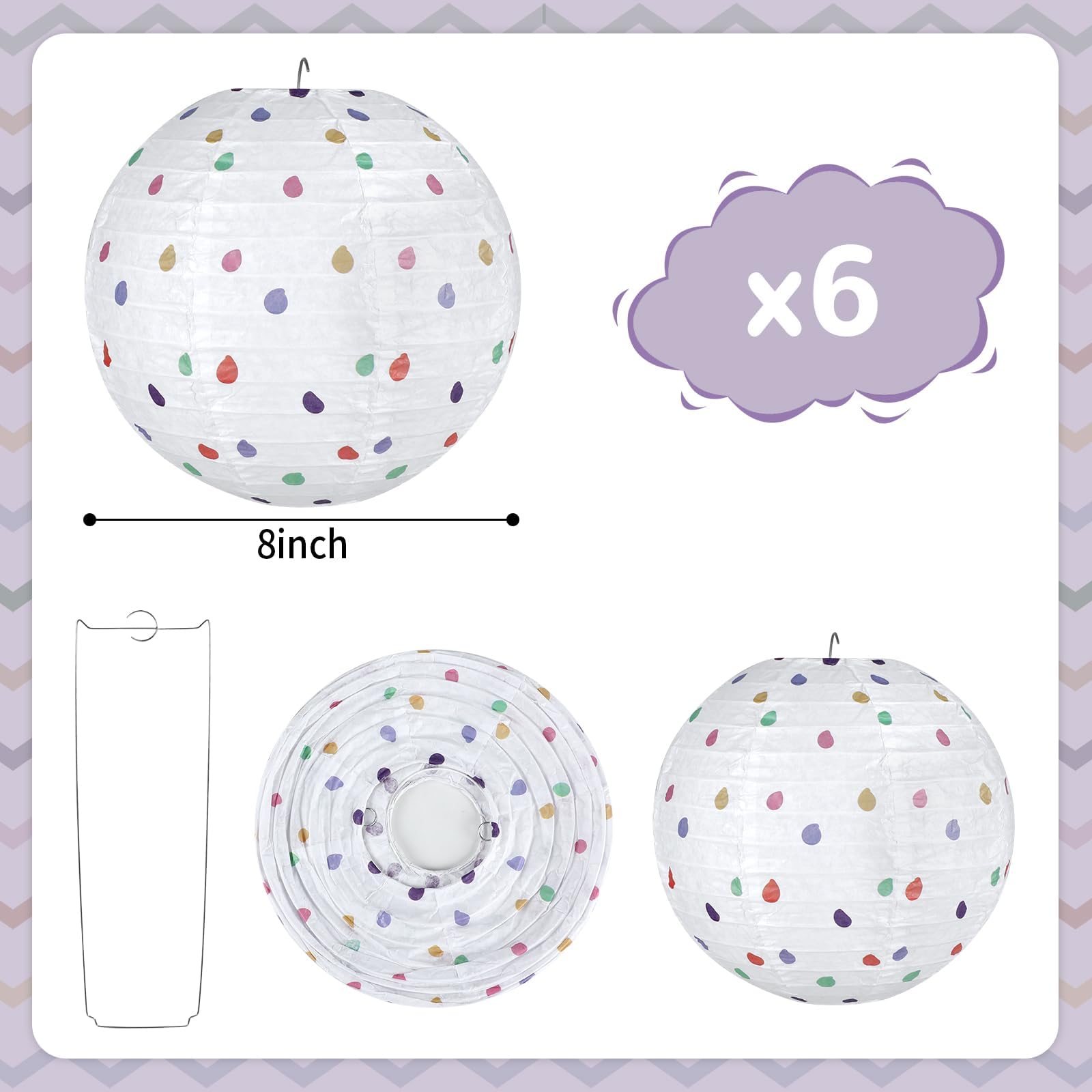6Pcs Classroom Decorations Paper Lanterns Set 8Inch Boho Hanging Paper Lanterns Ceiling Party Decorations Coloful Paper Lanterns For School Classroom Birthday Weeding Bridal Shower