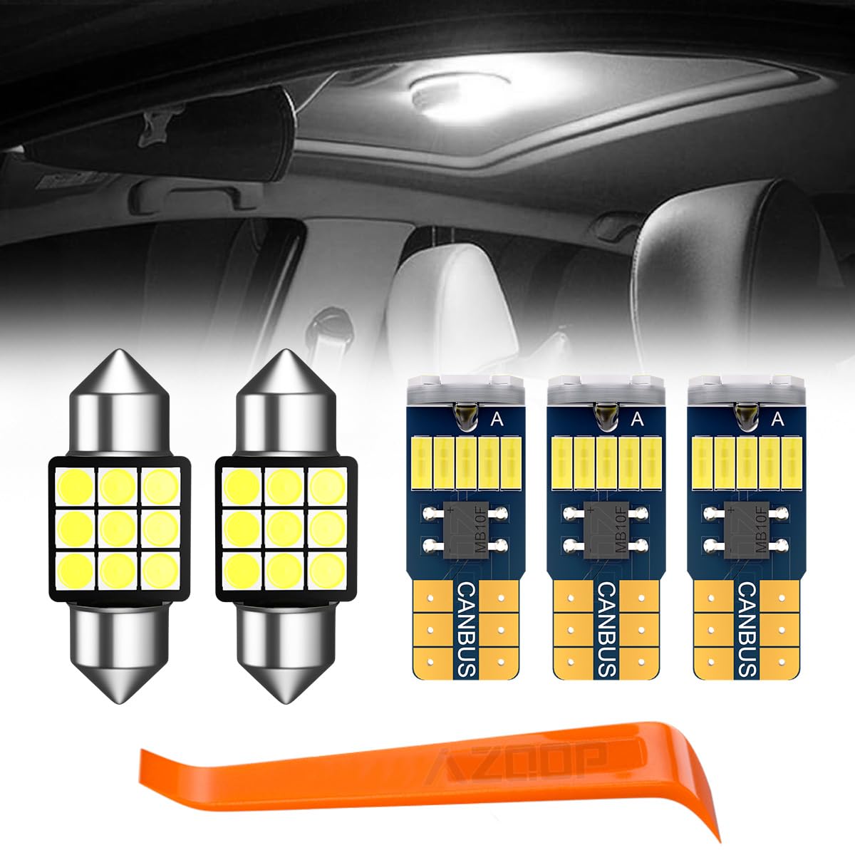 AZQOP 14Pcs Interior LED Lights Bulb Kit For Honda Accord 2003 2004 2005 2006 2007 2008 2009 2010 2011 2012  Super Bright 6000K White Map Dome Light License Plate Lamp Bulbs Package + Install Tool