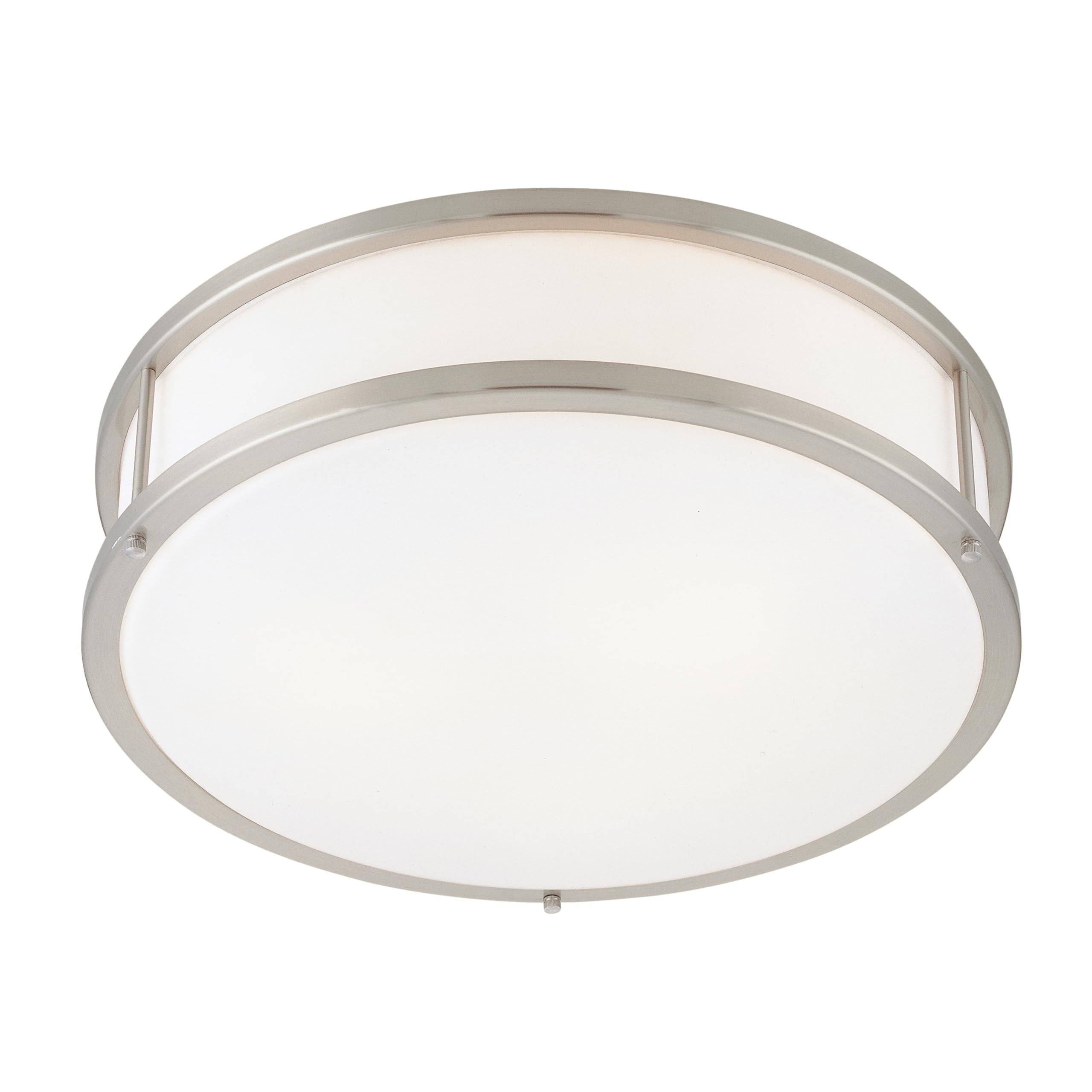 Conga - 2-Light 16dia Flush Mount - Brushed Steel Finish - Opal Glass Shade