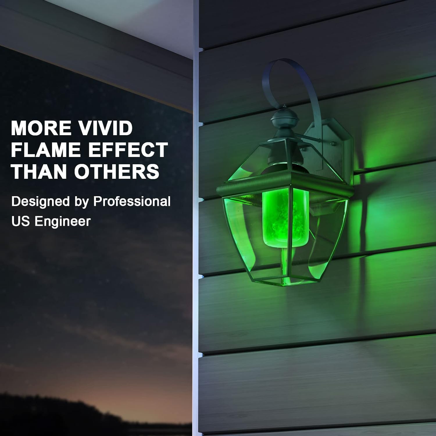 Hompavo LED Flame Light Bulbs, Green Flickering Effect, E26, 4 Pack, Polycarbonate, Ideal for Halloween & Christmas Decorations