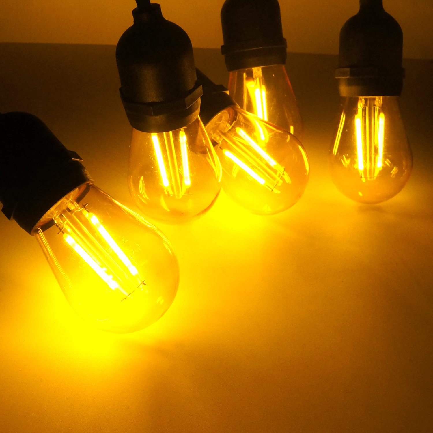 GUILEDUO S14 Blue LED String Light Bulbs, Shatterproof, 2W, 15 Count, Waterproof, E26 Base, Decorative Christmas Lighting