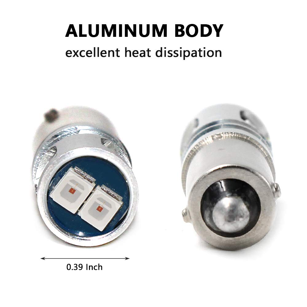 Phinlion Super Bright 2835 5-Smd 57 1816 1891 1893 3886X 64111 Ba9 Ba9S Led Red Bulbs For Courtesy Interior Dome Map Reading Glove Box License Plate Radio Lights