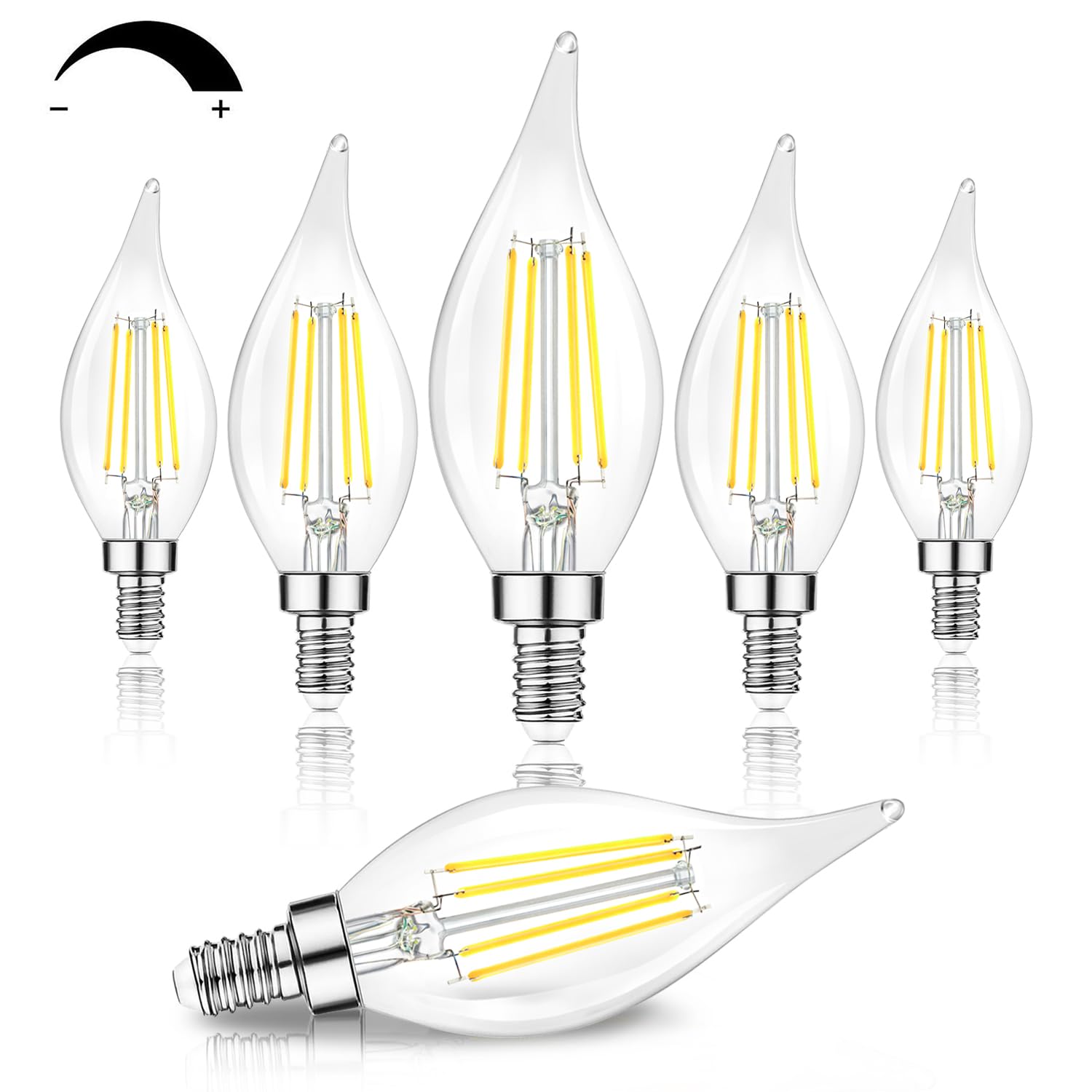 Tobusa Dimmable E12 Candelabra Led Bulbs 60 Watt Incandescent Equivalent, 5000K Daylight White, Clear Led Chandelier Light Bulbs