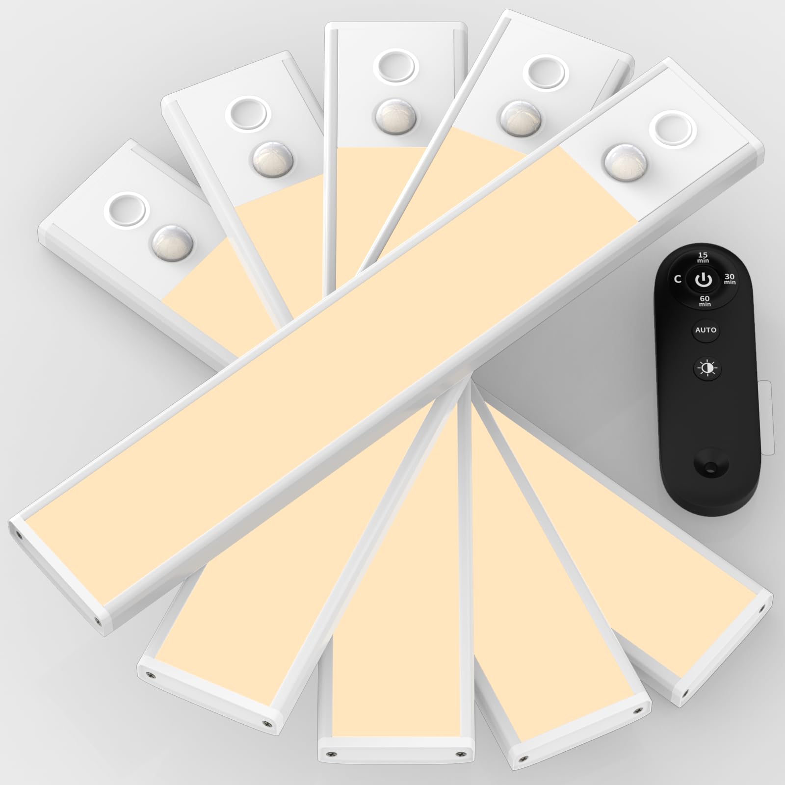 Vovamo Motion Sensor Lighting Indoor with Remote Control,9.8 Rechargeable Under Cabinet Lights, Magnetic Closet Lights Battery O