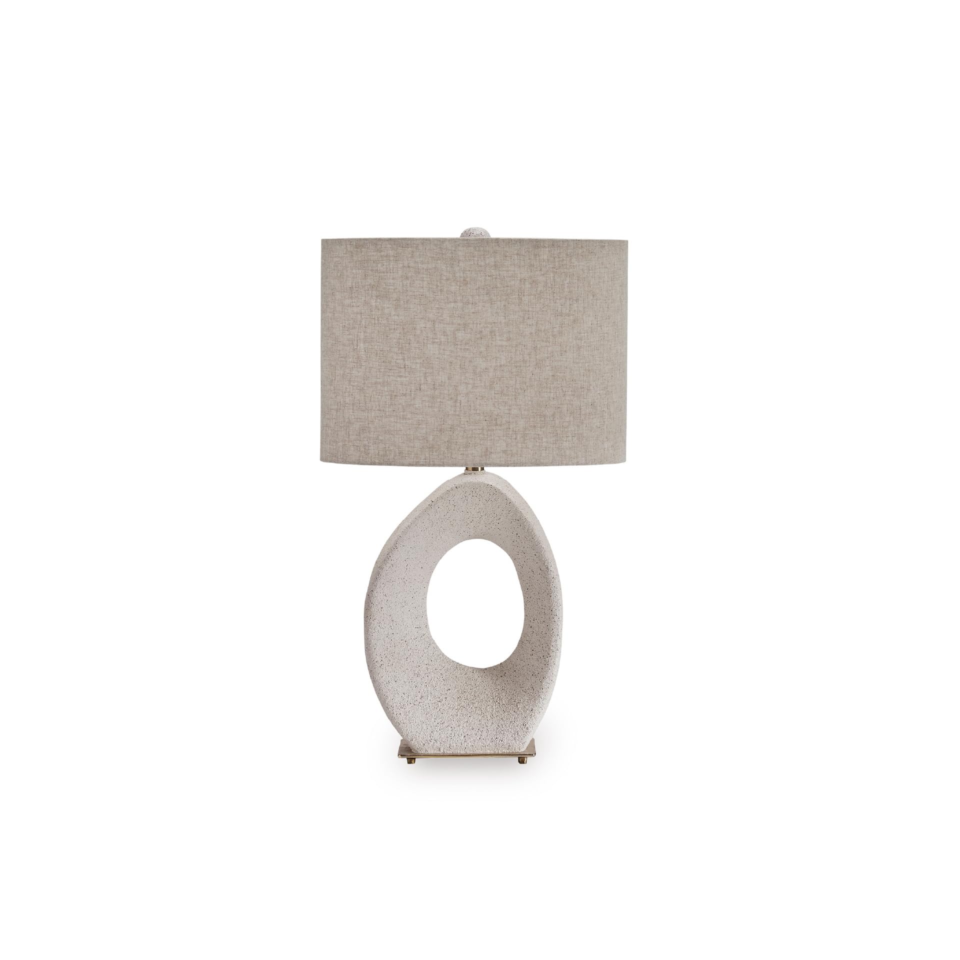 Signature Design by Ashley Trentlen Modern Table Lamp with 3-Way Switch and Drum Shade, Gold & Beige