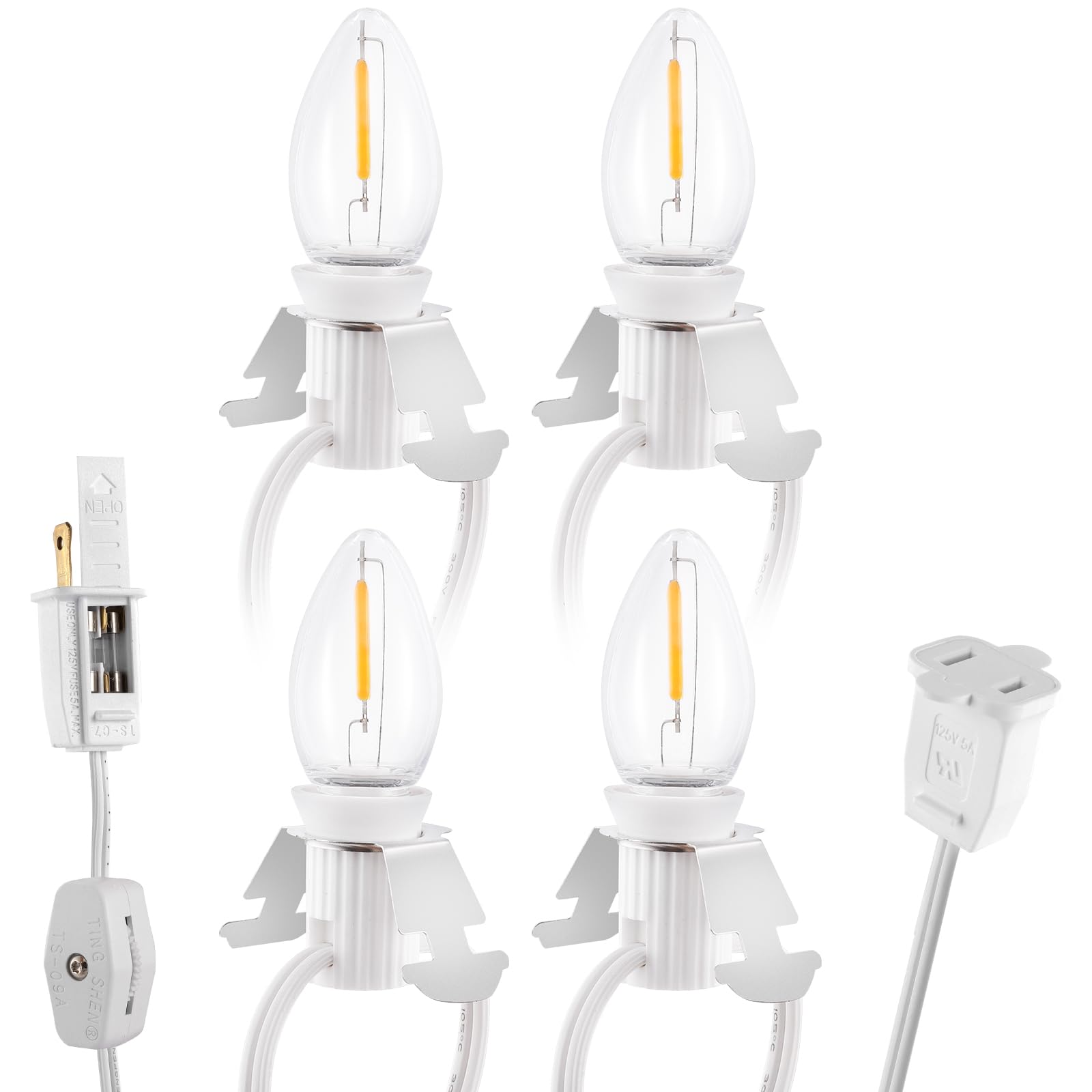 Christmas Village Lights with 4 LED Warm-White Bulb,Decoration for Christmas Village Houses, Christmas String Lights Decoration 