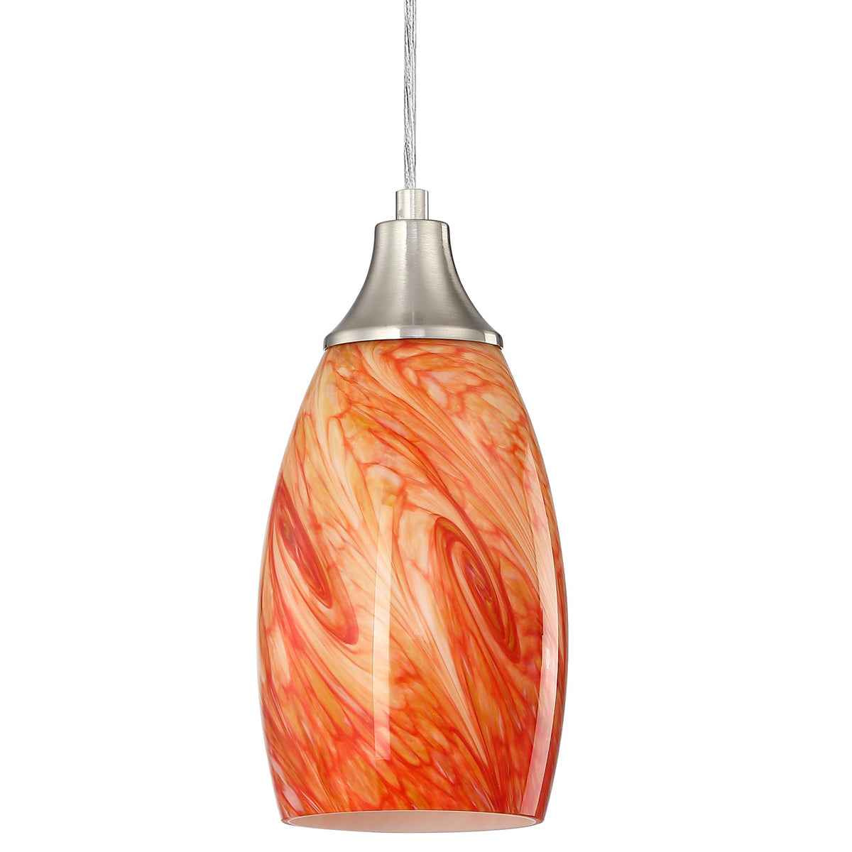 Karyfine Art Glass Mini Pendant Lights Kitchen Island Marble Glass Pendant Light Shade With Brushed Nickel Finish Ceiling Hangin