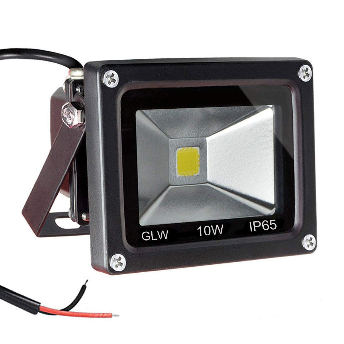 GLW 12V AC/DC LED Flood Light, 10W Mini IP65 Waterproof Outdoor Security Light, 900LM, 6000K Daylight White, 80W Halogen Bulb Eq