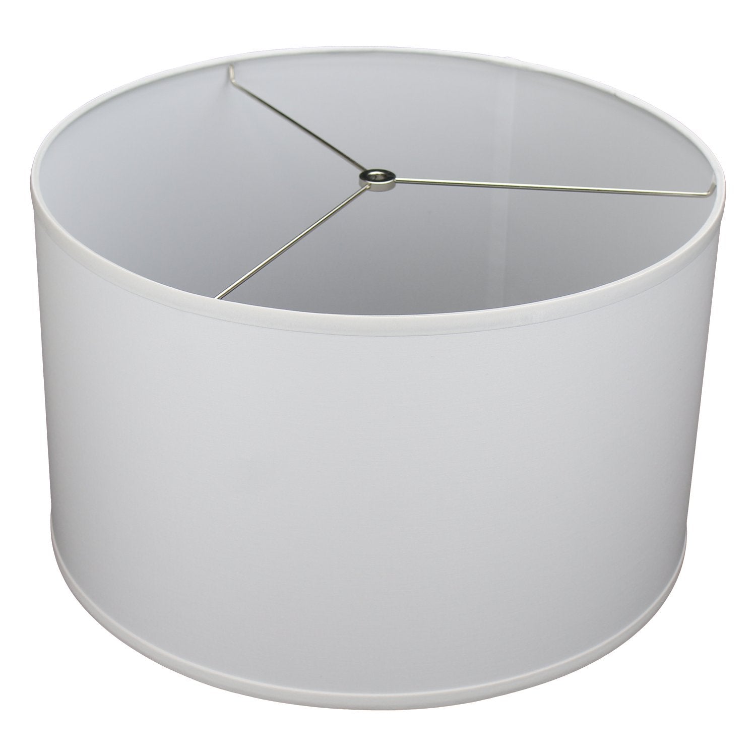 FenchelShades.com Cylinder Drum Lampshade Linen White 18in Top x 18in Bottom x 11in Height Model 18-18-11-W-L-WHI