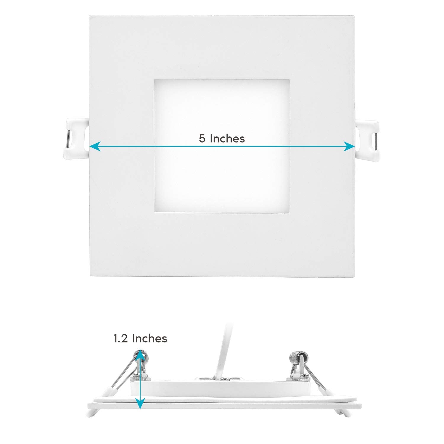 Luxrite 4 Inch Ultra Thin Square Led Recessed Lighting, 5 Color Temperature Options 2700K - 5000K, Dimmable Led Downlight, 10W, Ic Rated, Wet Rated, Canless Led Recessed Light, Etl Listed (4 Pack)