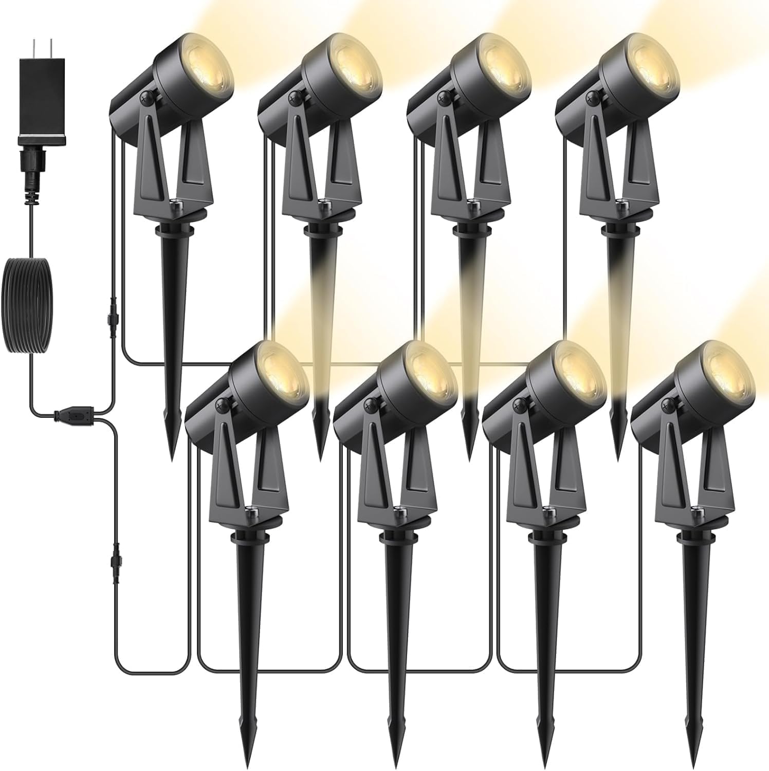 Svater Landscape Lighting Outdoor, 8 Pack Low Voltage Spotlights with Transformer, Plug in LED Spot Lights for Pathyway, Backyar