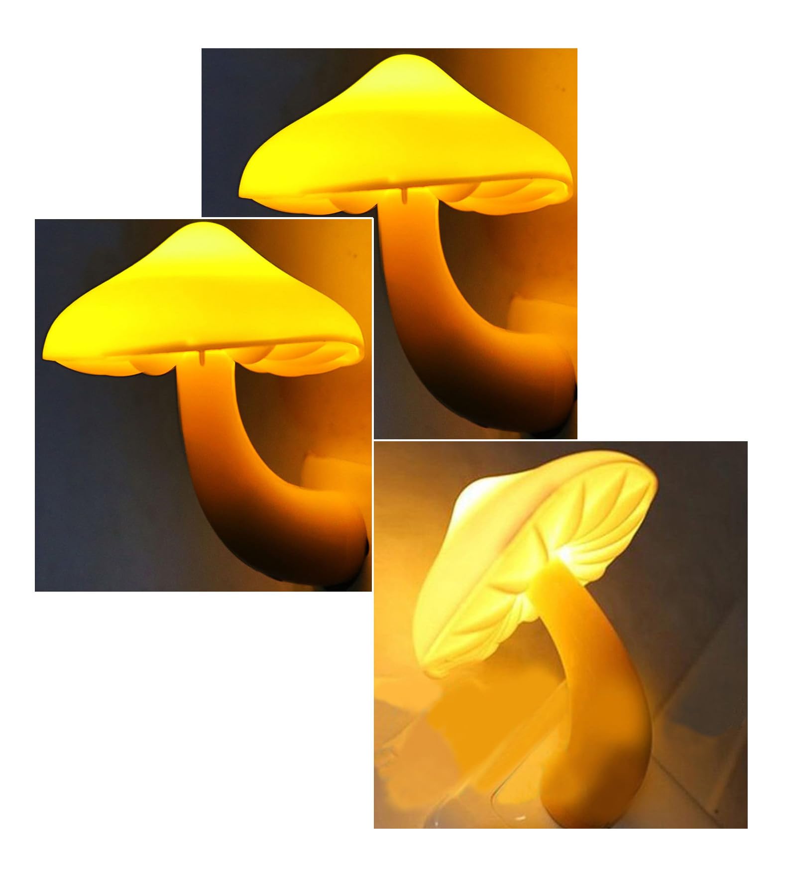 AUSAYE 3 Pack Sensor LED Mushroom Night Light Plug in Lamp Cute Night Lights for Adults Kids NightLight Bedroom,Bathroom,Toilet,