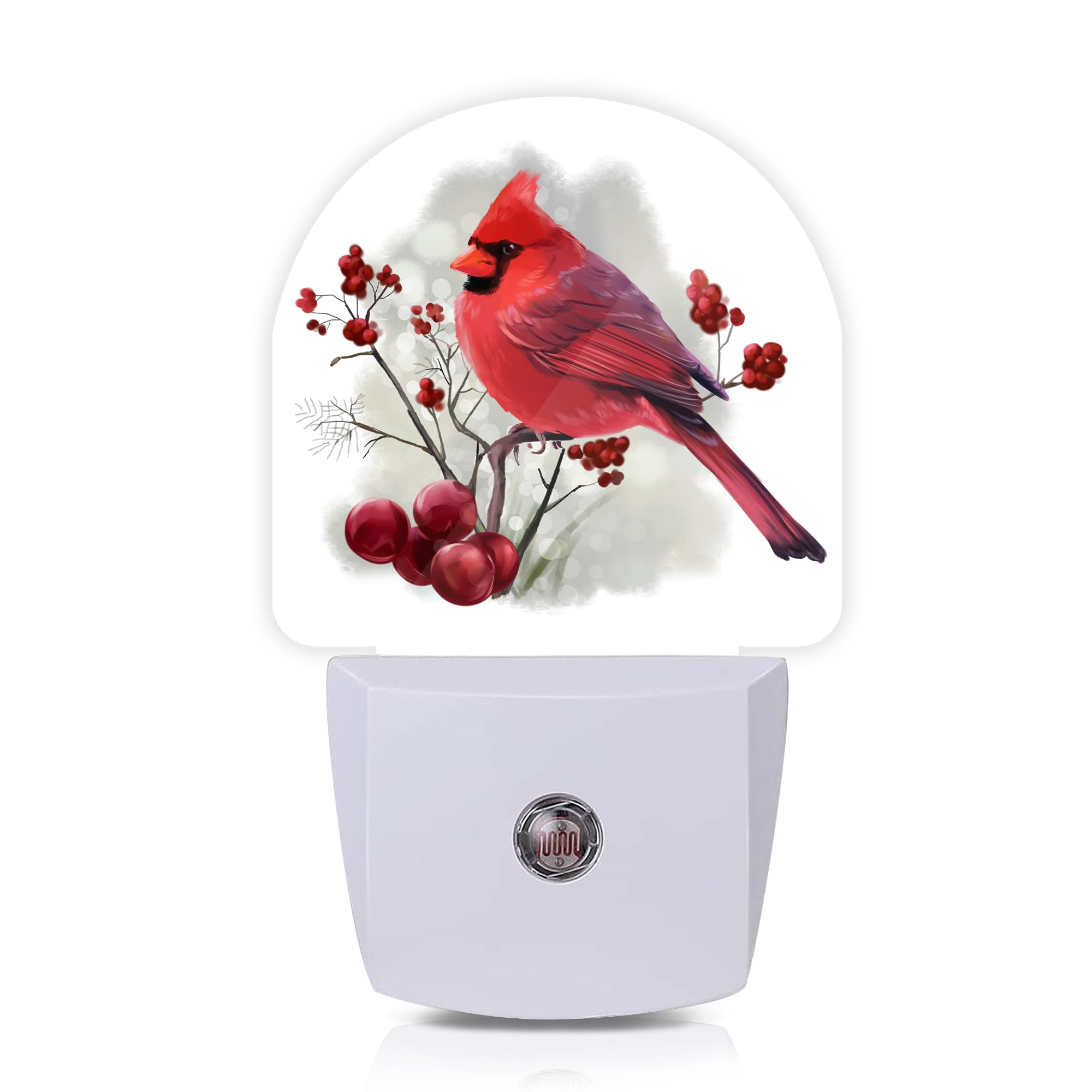 Axxitude Bird Cardinal Night Lights Plug into Wall for Girls Boys Room,Night Light LED Lamp Dusk to Dawn Sensor Round Lamp for B