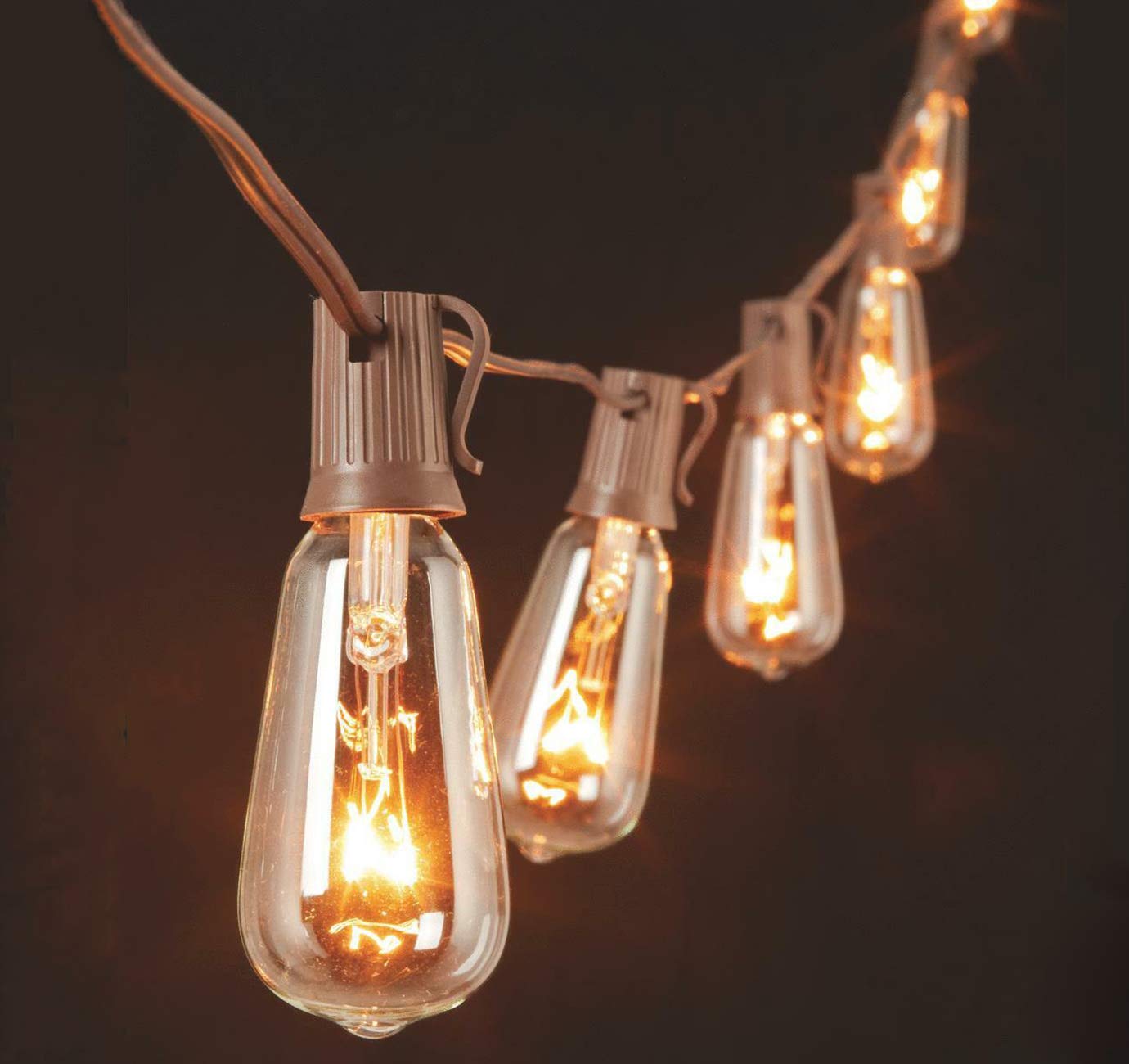 Couah 10 Pack Edison Light Bulbs, 7W C9/E17 ST40 Clear Vintage Replacement for Indoor/Outdoor Patio String Lights