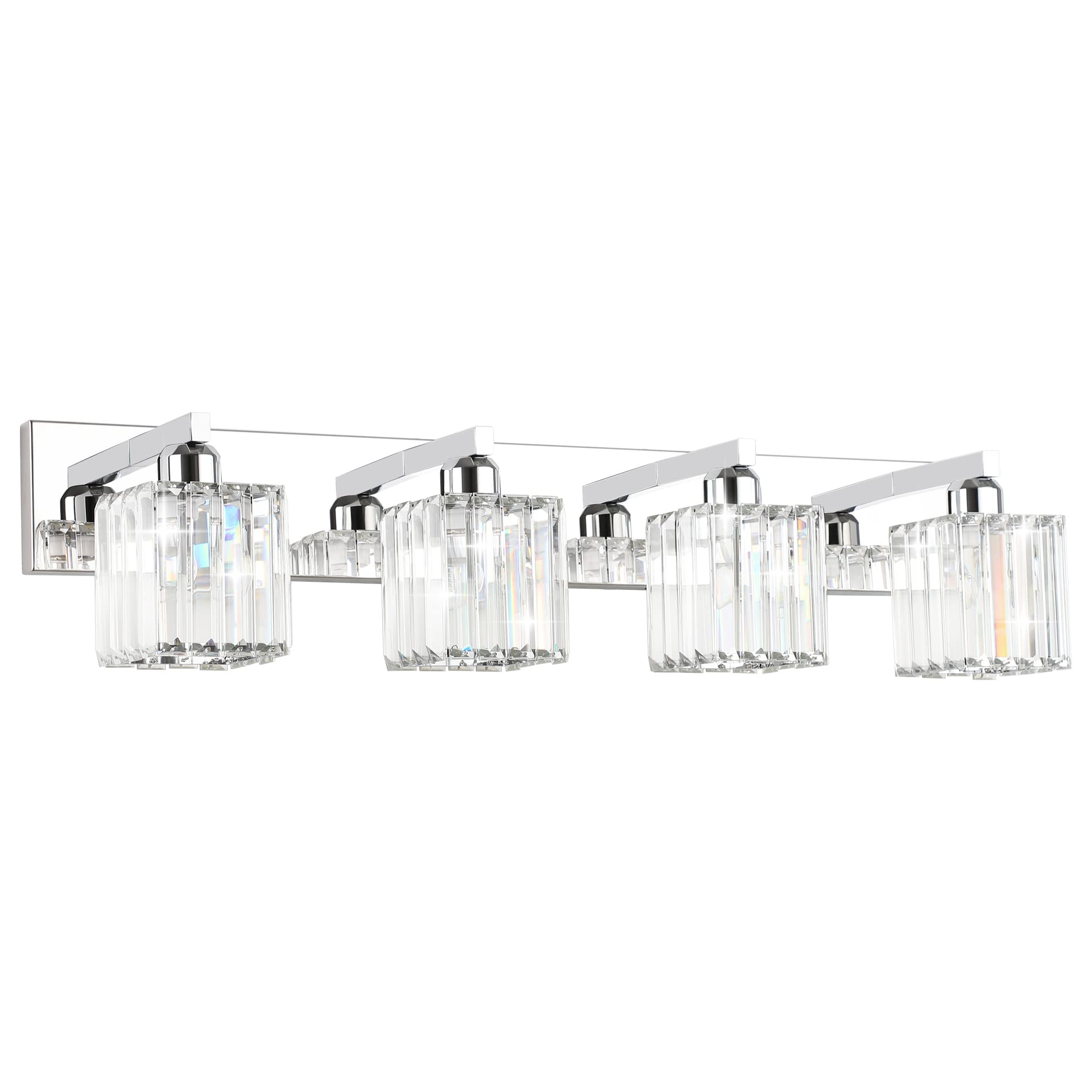 Aipsun Bathroom Light Fixtures Crystal Modern Vanity Lighting Fixtures 4 Light Chrome Bathroom Vanity Light (Exclude Bulb)