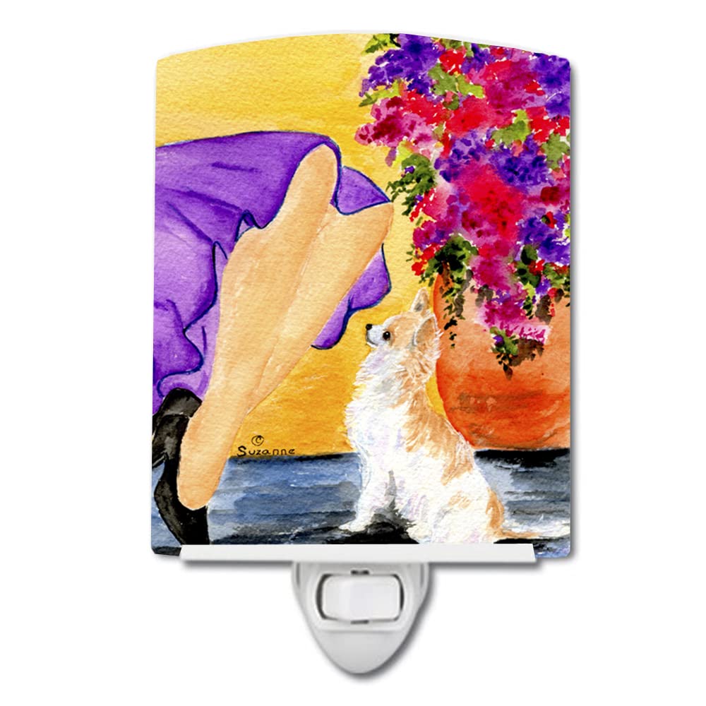 Caroline'S Treasures Ss8521Cnl Lady With Her Chihuahua Ceramic Night Light Compact, Ul-Certified, Ideal For Bedroom, Bathroom, Nursery, Hallway, Kitchen, 6X4X3, Multicolor