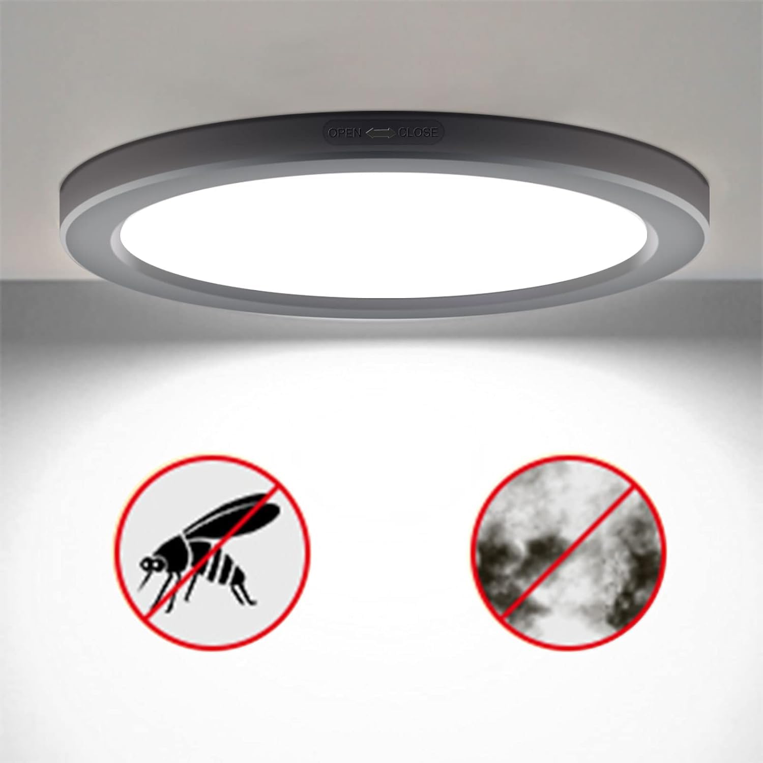 Novelux 5.4'' Flush Mount Dimmable Led Ceiling Light - 5000K Black, Ultra Thin Round, 14Pack For Bedroom, Bathroom, Kitchen, Hal