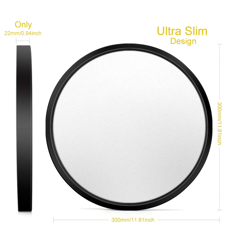 Led Flush Mount Ceiling Light Fixture, 12 Inch 24W (240W Equivalent) 4000K Natural White, 3200Lm, Flat Modern Round Lighting Fix