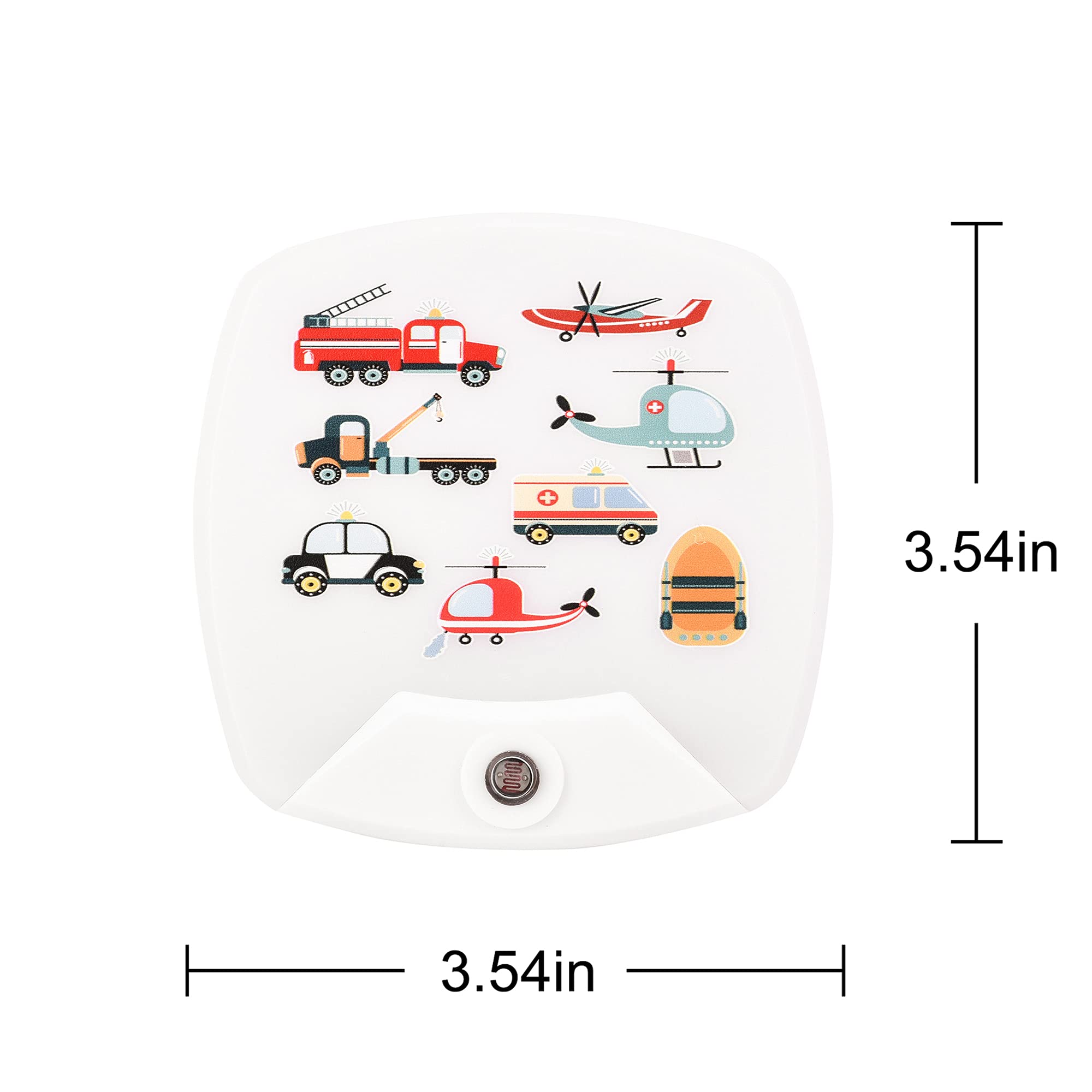 2 Pack - Cartoon Car and Aircraft LED Plug-in Night Light for Kids - Wall Lamp Take Good Care Children Sleep Light Sensor Auto C