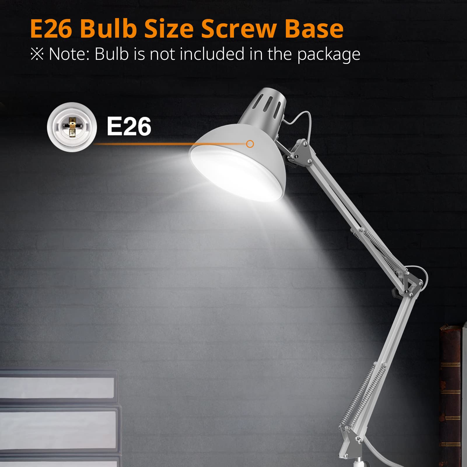 Lepower Floor Lamp, Swing Arm Floor Standing Lamp, Industrial Floor Lamp With Heavy Metal Base, E26 Lamp Base Floor Light, Moder